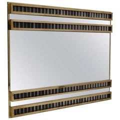 Retro Murano Midcentury Brass and Glass Wall Mirror, 1950