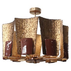 Murano MidCentury Glas und Messing Kronleuchter und Pendelleuchte, 2020