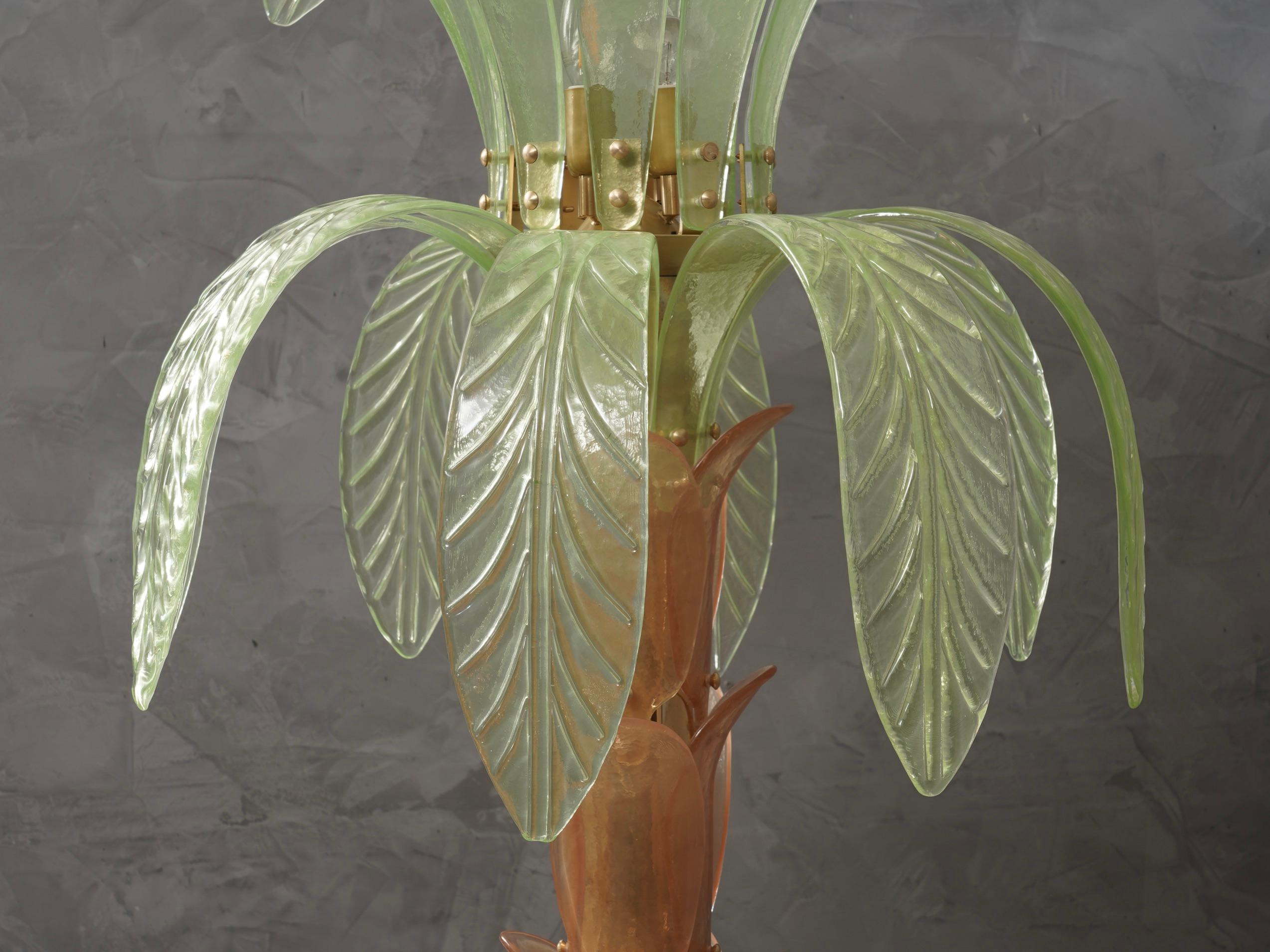 Murano MidCentury Glass and Brass Floor Lamp, 1980 4