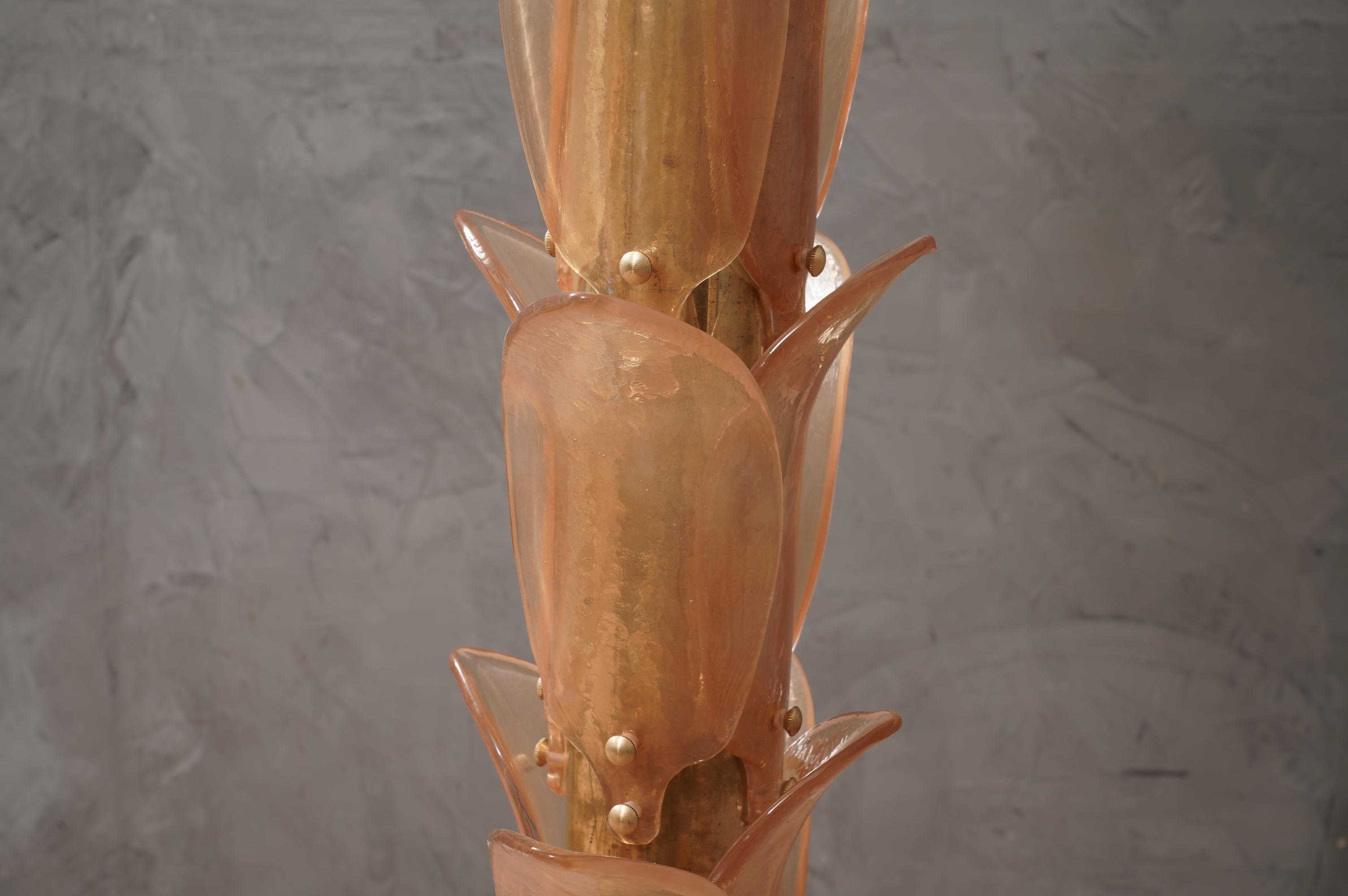 Murano MidCentury Glass and Brass Floor Lamp, 1980 2