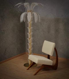 Stehlampe aus Muranoglas und Messing aus der Mitte des Jahrhunderts, 1980