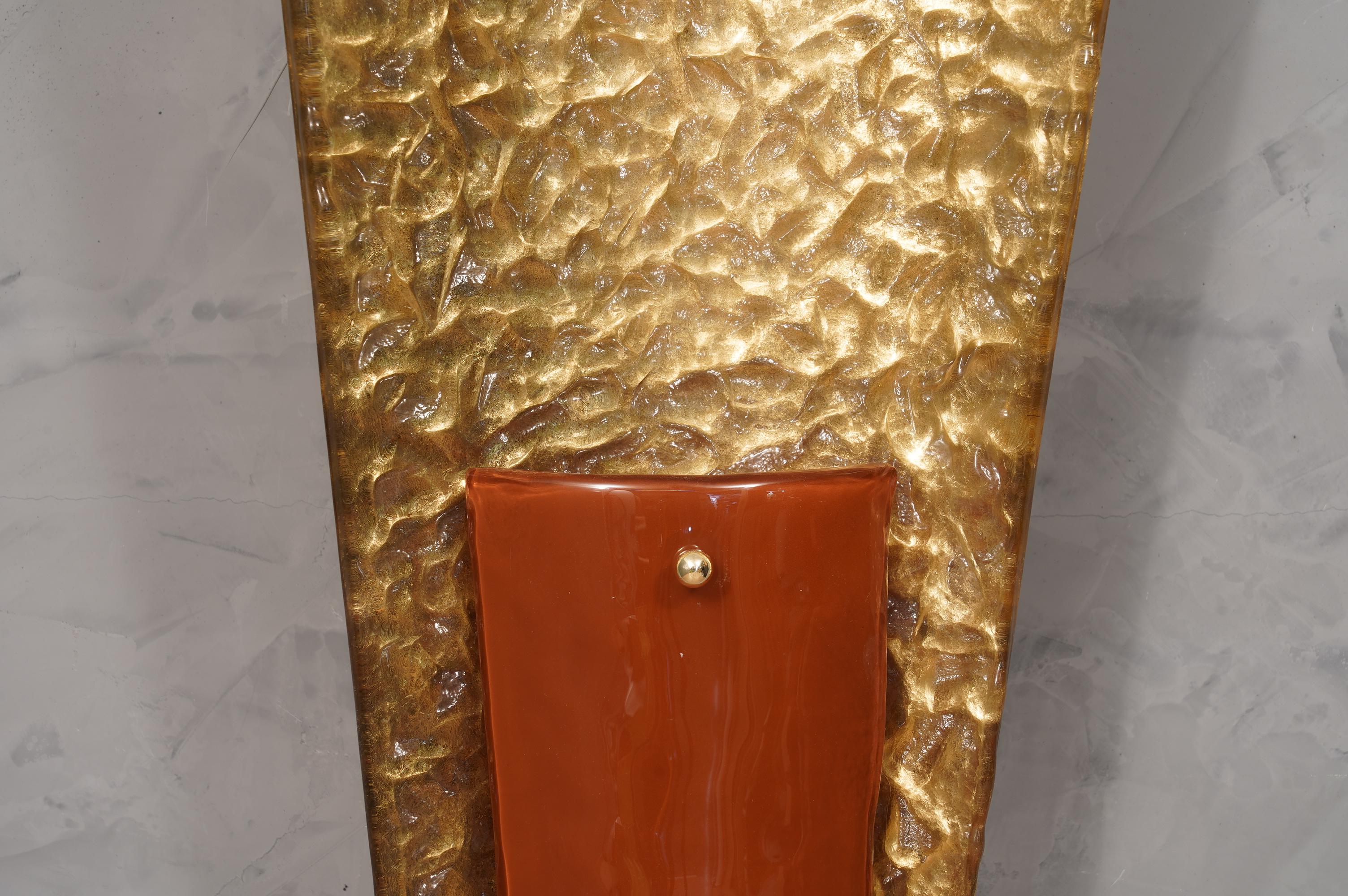 Murano MidCentury Glass and Brass Wall Light, 1980 For Sale 2