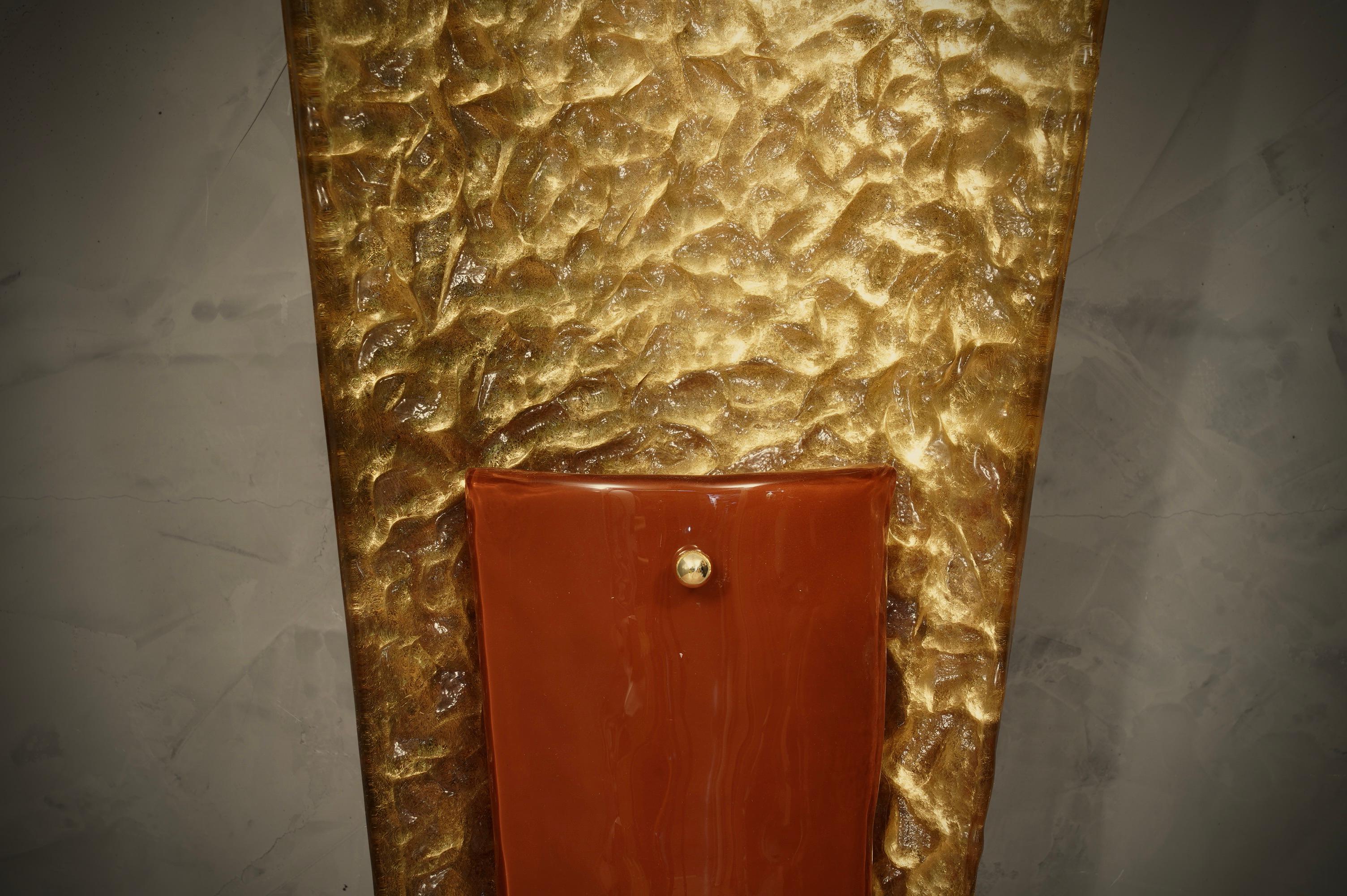 Murano MidCentury Glass and Brass Wall Light and Sconces, 1980 For Sale 1