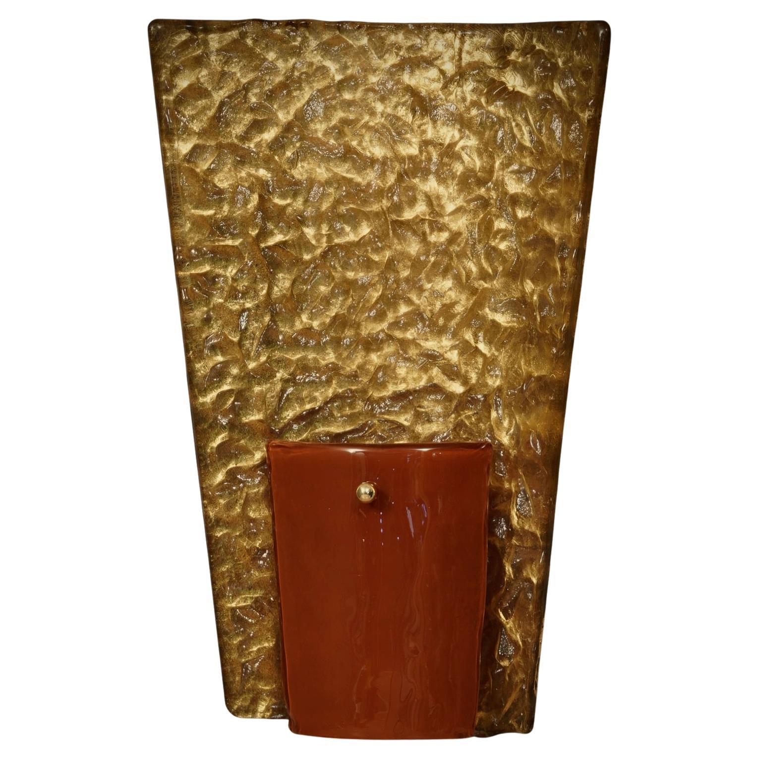Murano MidCentury Glass and Brass Wall Light and Sconces, 1980