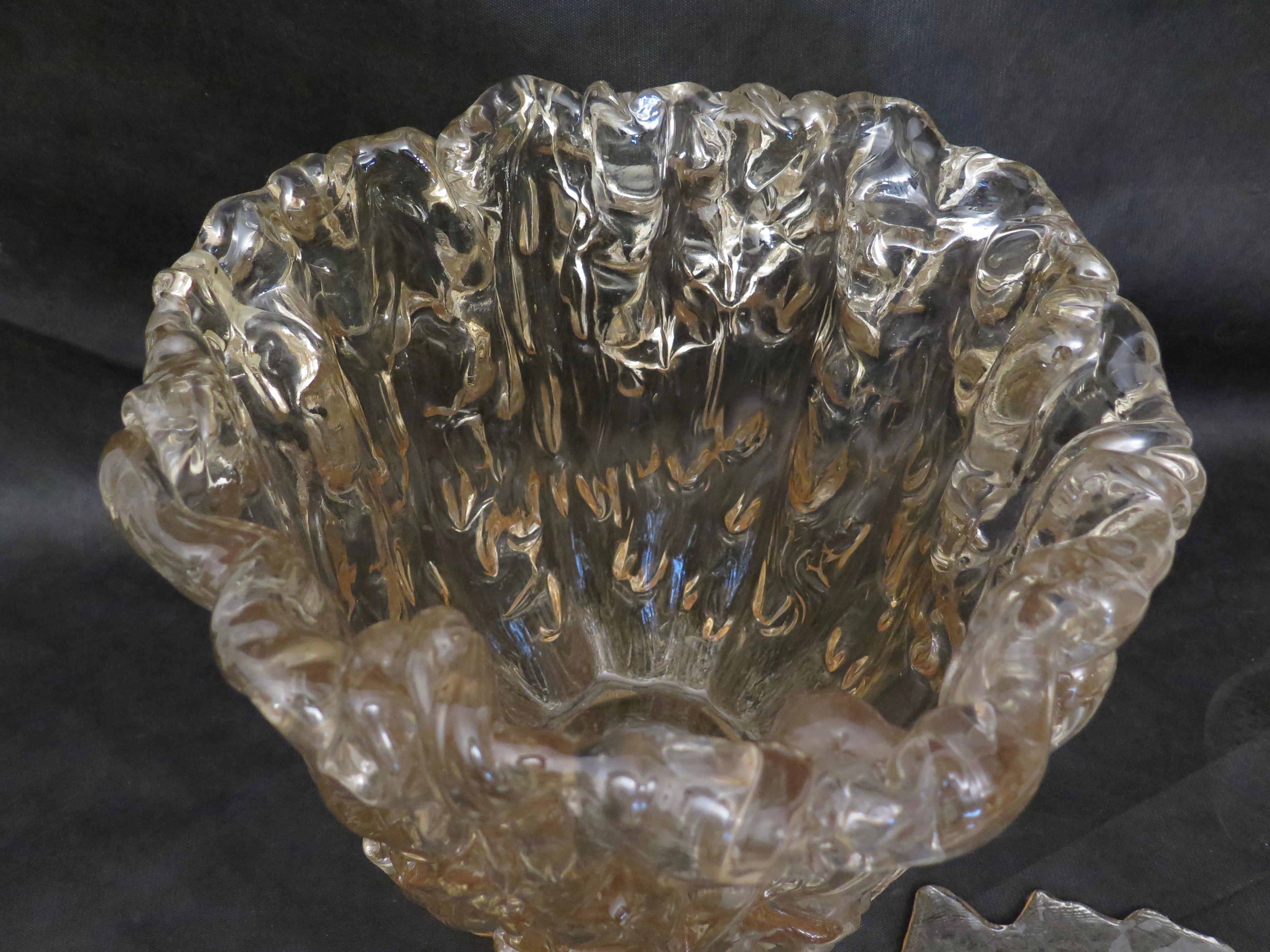 Murano Midcentury Light Amber Art Glass Italian Side Table, 1950 10