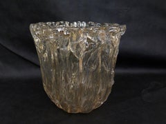 Murano Midcentury Light Amber Art Glass Italian Side Table, 1950