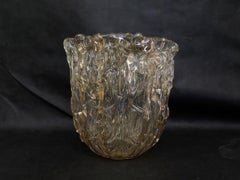 Murano Midcentury Light Amber Art Glass Italian Side Table, 1950