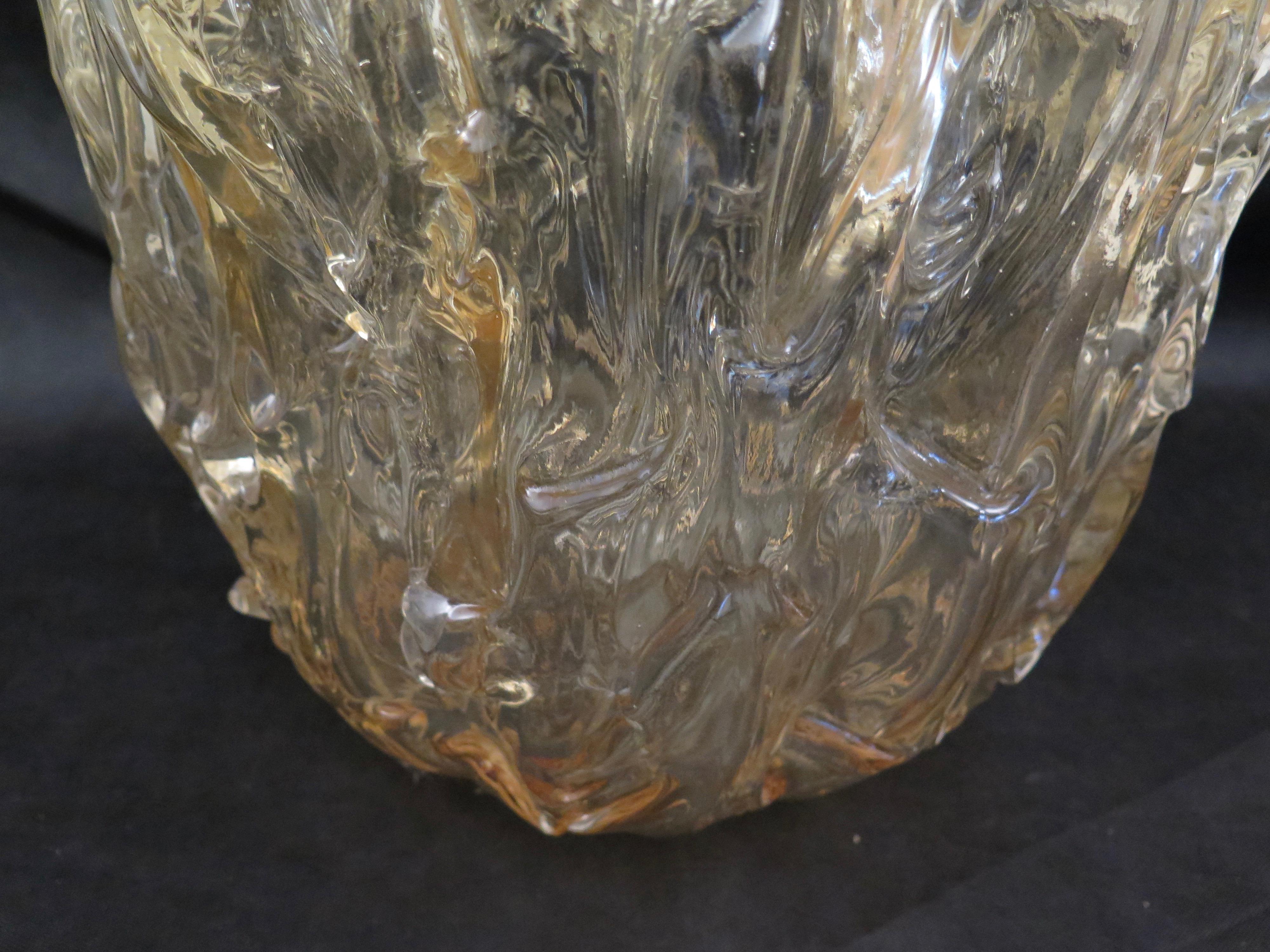 Murano Midcentury Light Amber Art Glass Italian Side Table, 1950 4