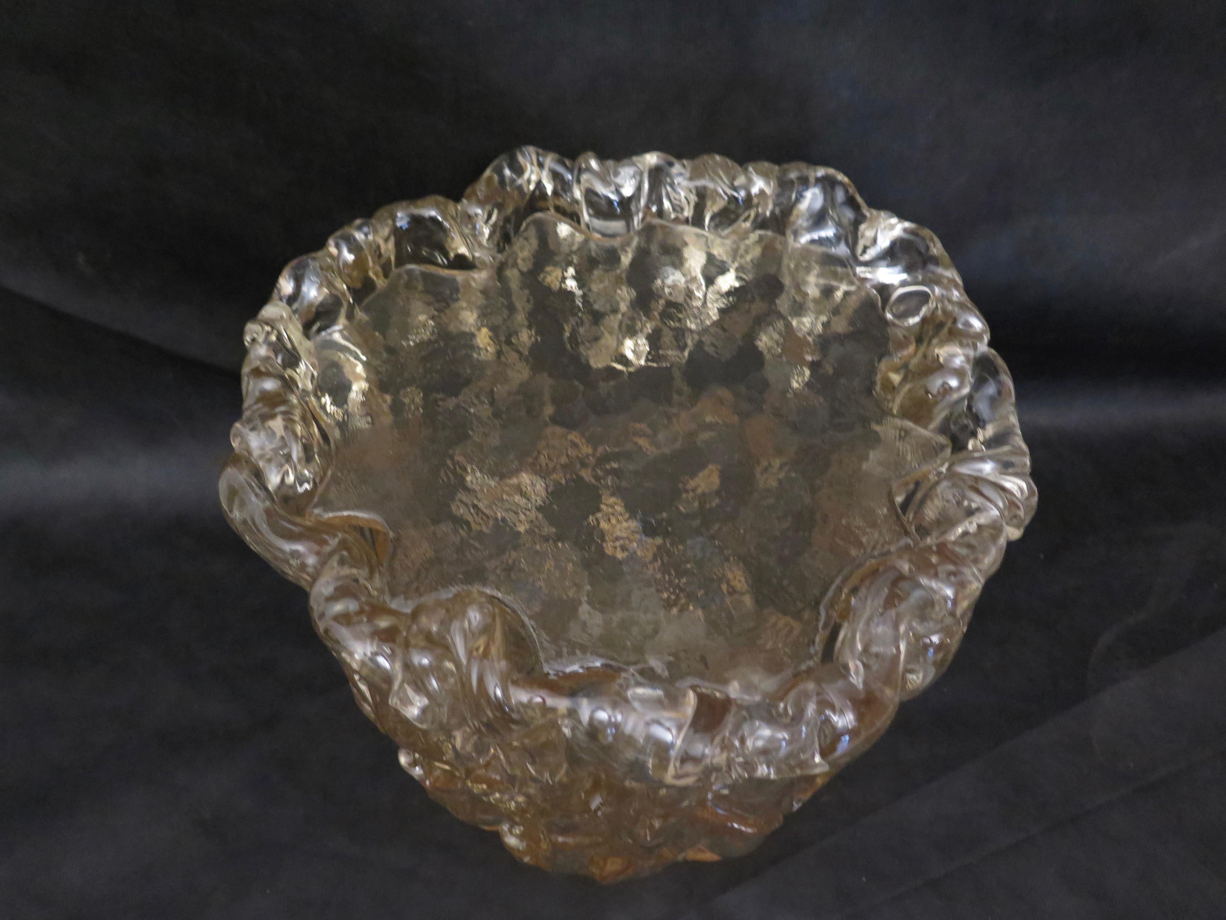 Murano Midcentury Light Amber Art Glass Italian Side Table, 1950 6