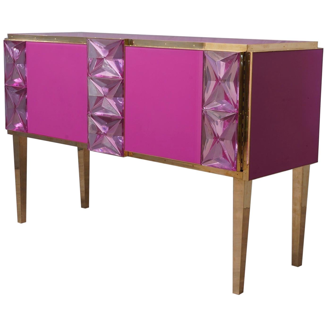 Murano Midcentury Pastel Pink Colored Glass Sideboards, 2020