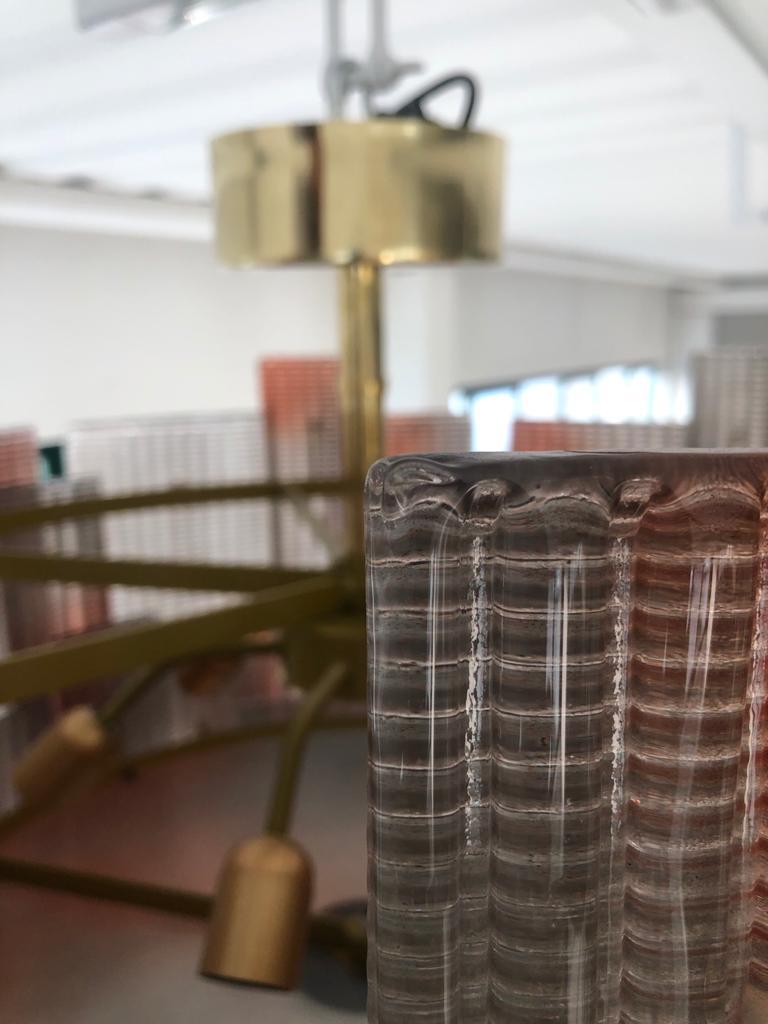 Rot-graue Murano-Kronleuchter und Hängeleuchte aus der Mitte des Jahrhunderts aus rundem Kunstglas, 1970 im Zustand „Gut“ im Angebot in Rome, IT
