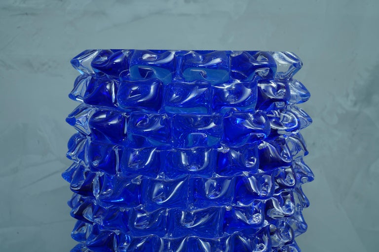 Murano Midcentury Round Blue Color Italian Vase, 1970 For Sale 2