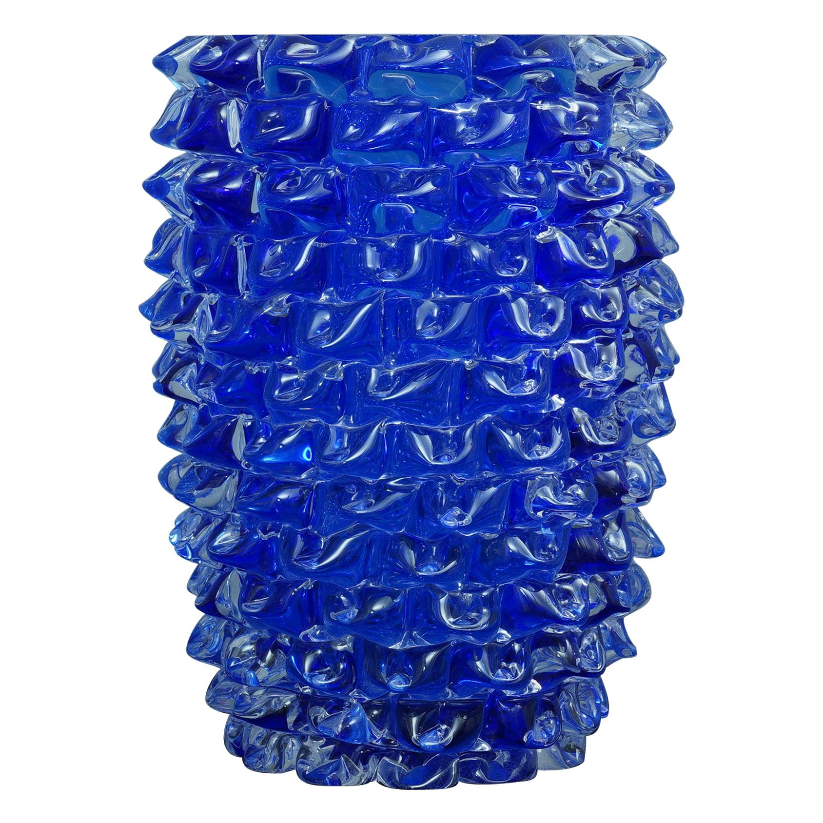 Murano Midcentury Round Blue Color Italian Vase, 1970