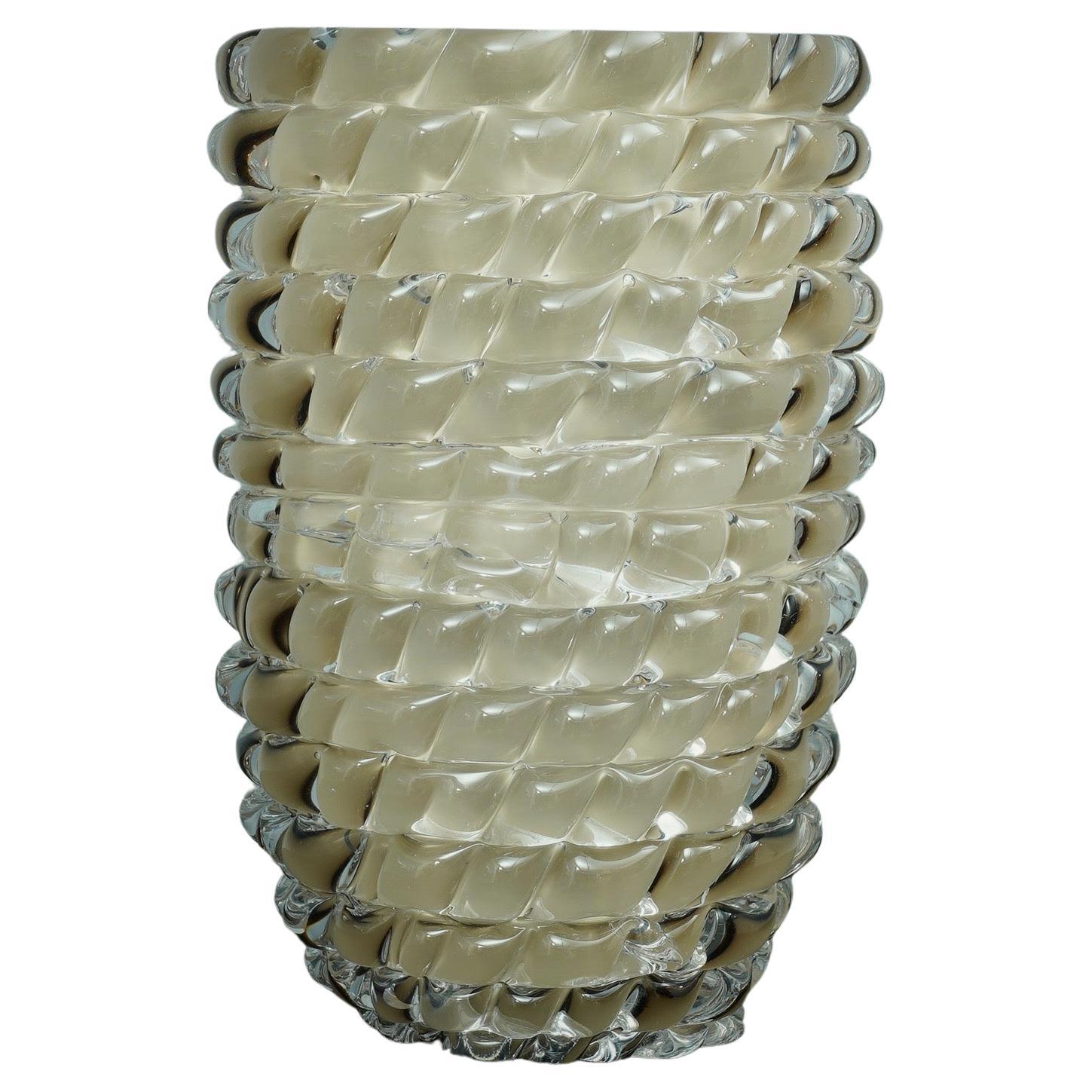 Murano Round Dove Gray Color Italian Midcentury Vase, 1970 For Sale