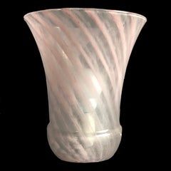 Murano Midcentury Swirled Pink Glass Italian Table Lamp, 1970s