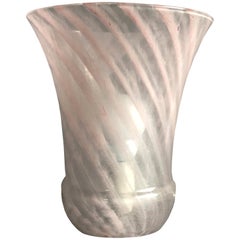 Murano Midcentury Swirled Pink Glass Italian Table Lamp, 1970s