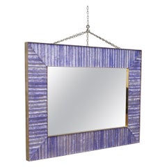 Murano Midcentury Violet Glass Brass and Velvet Wall Mirror, 1970