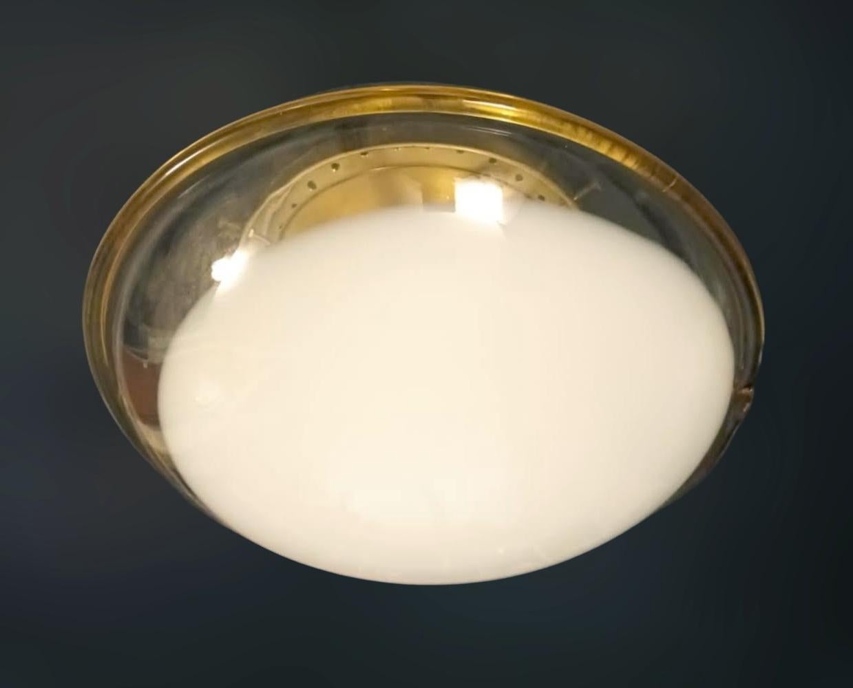 Italian Murano Milky White Flush Mount For Sale