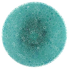 Murano Mille Fiori Bowl in Turquoise Mouth-Blown Art Glass, Italian Design