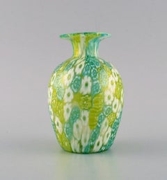 Murano Mille Fiori vase in mouth-blown art glass. Italian design, 1960s.