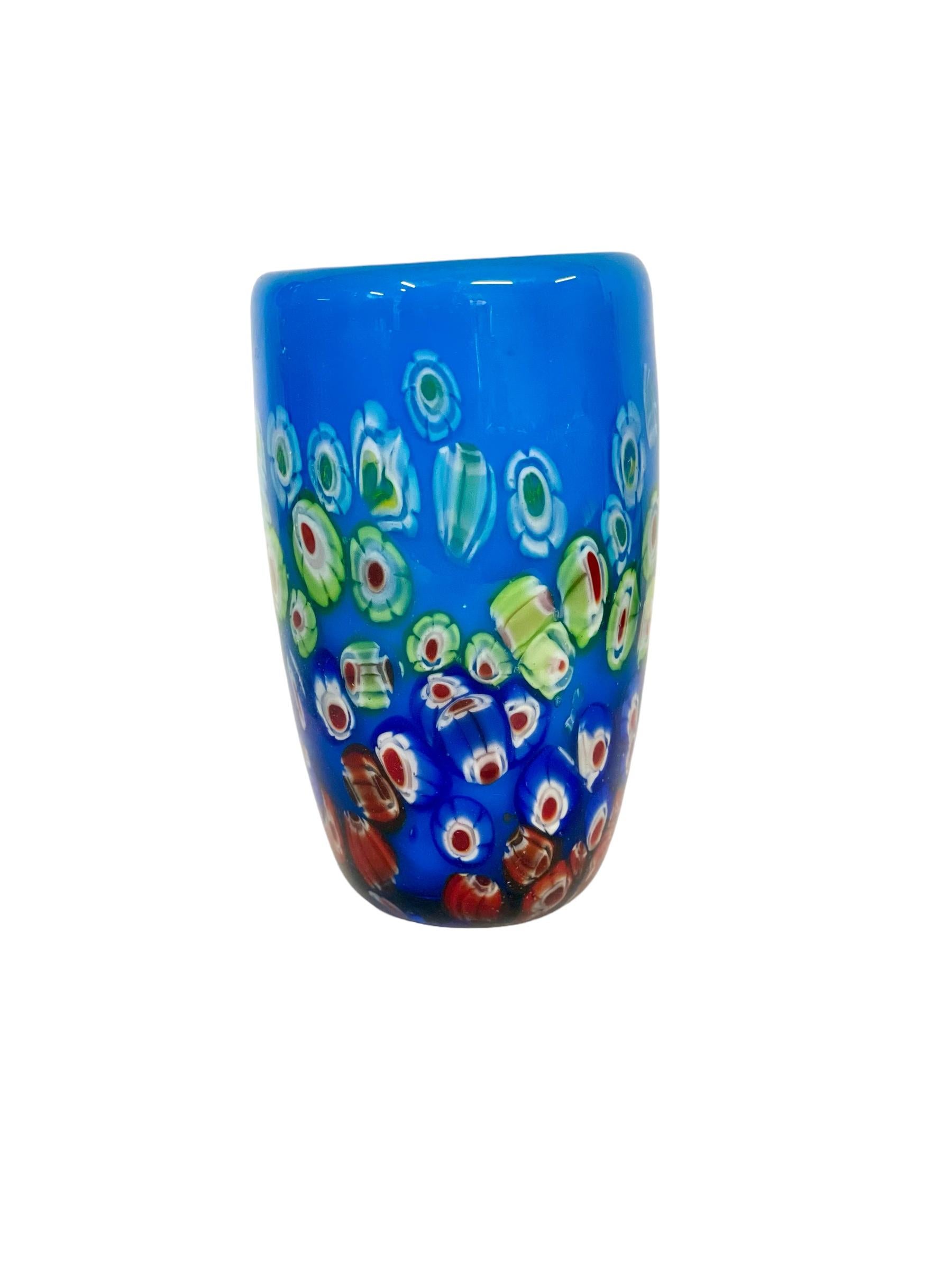 20th Century Murano Millefiori Blown Glass Vase