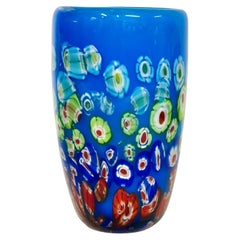 Murano Millefiori Blown Glass Vase