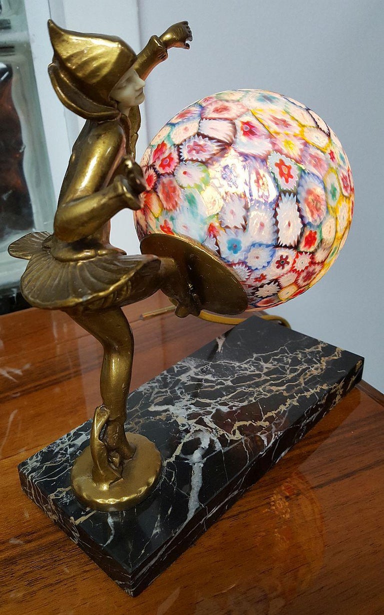 Murano Millefiori Dancing Harlequin Table Lamp For Sale at 1stdibs