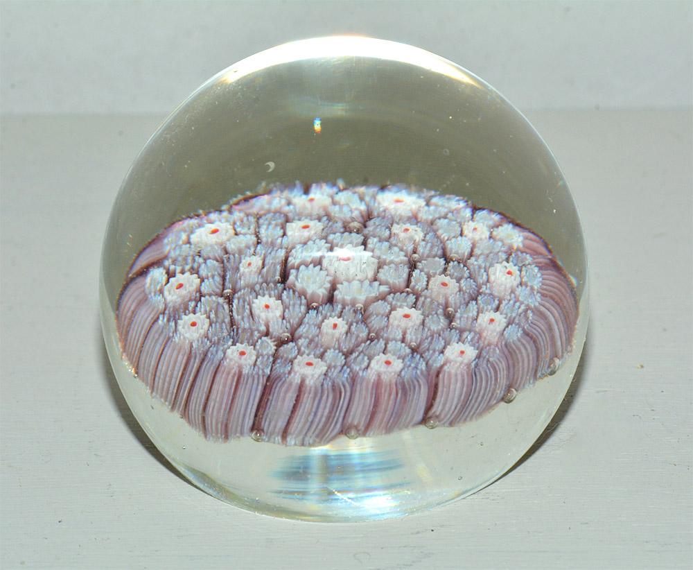 Mid-Century Modern Murano Millefiori Italian Art Glass Crystal Paperweight