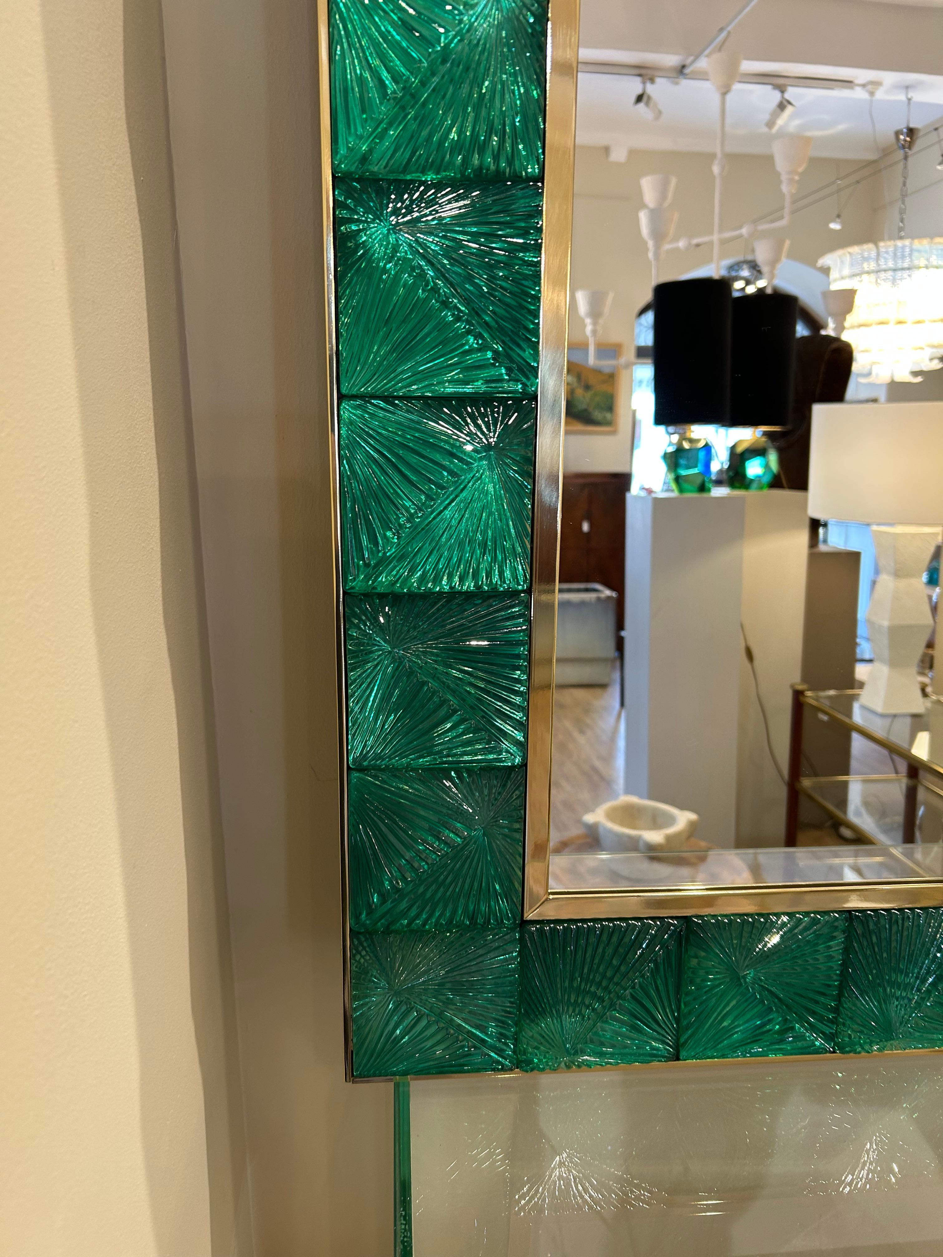 Miroir de Murano, vert émeraude, XXe siècle en vente 2