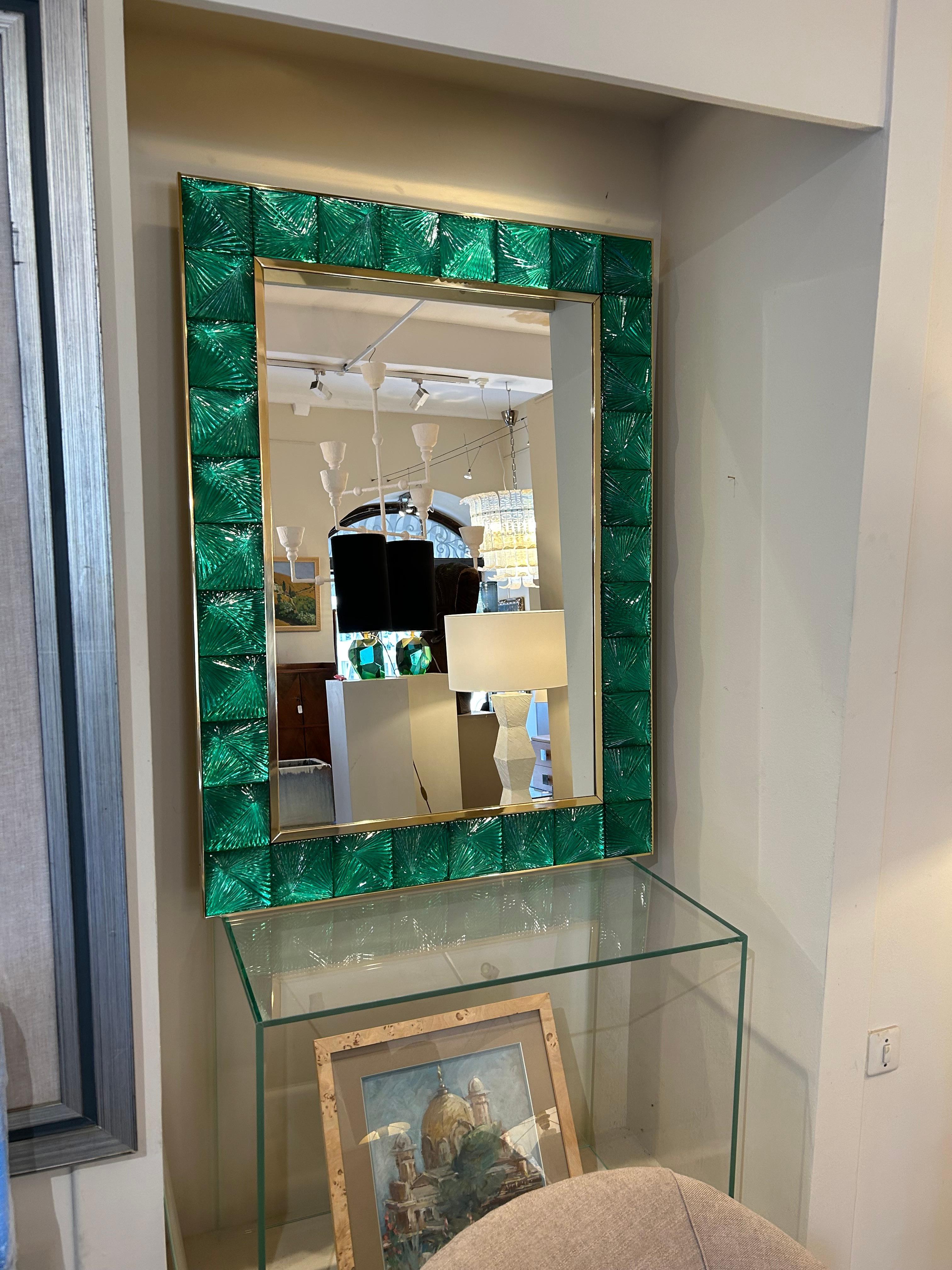 Miroir de Murano, vert émeraude, XXe siècle en vente 5