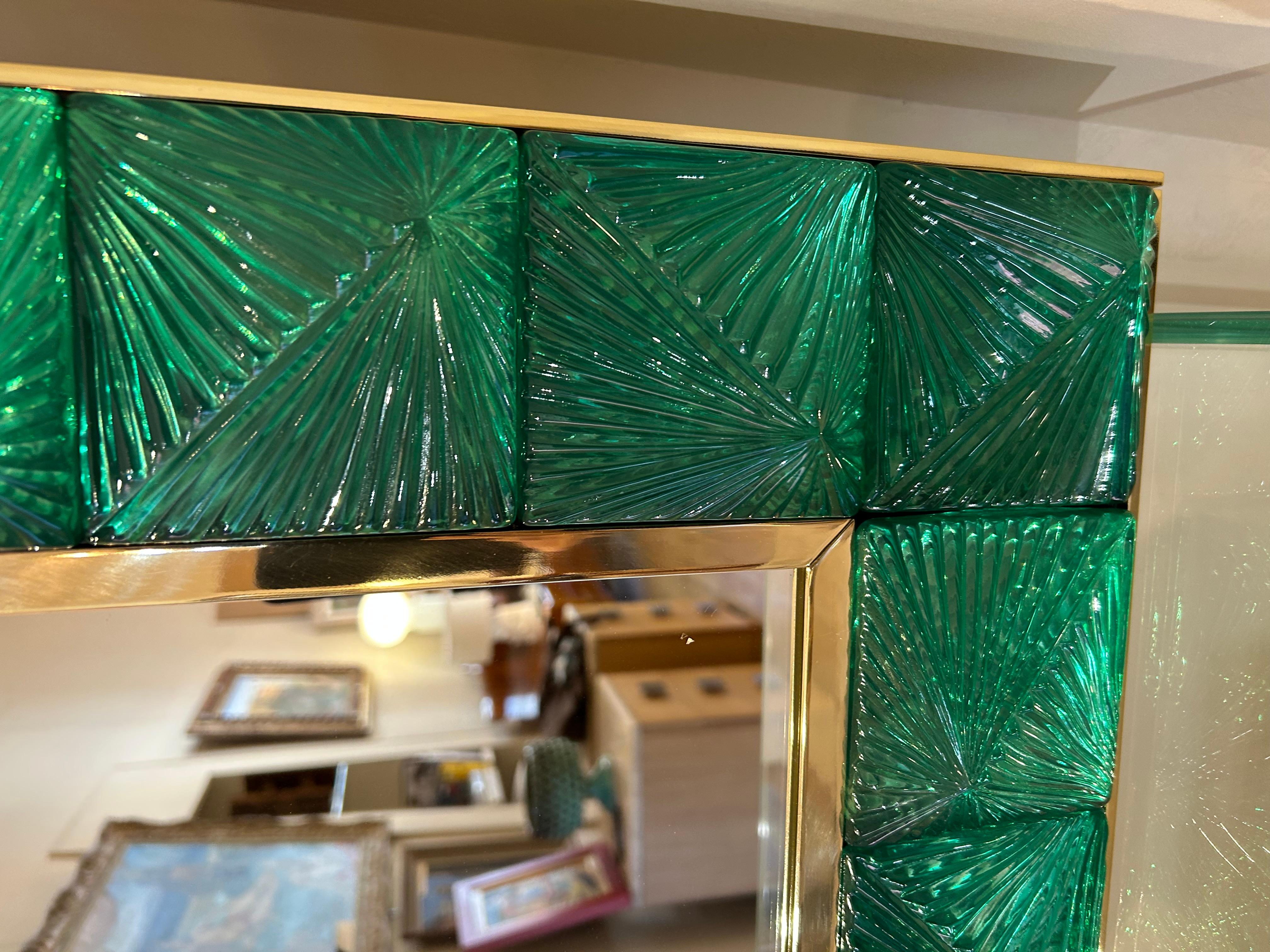 Miroir de Murano, vert émeraude, XXe siècle en vente 6
