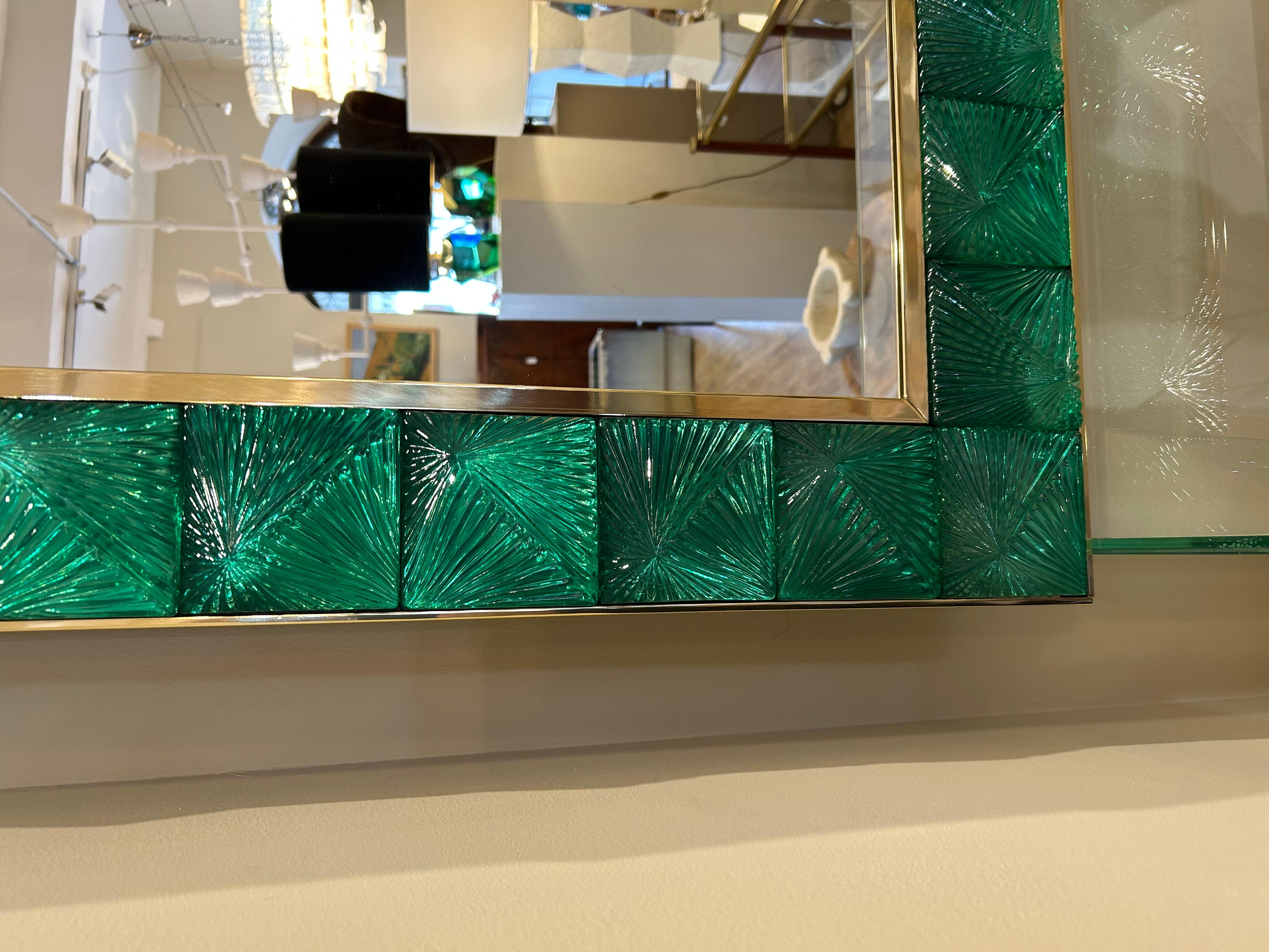 Miroir de Murano, vert émeraude, XXe siècle en vente 7
