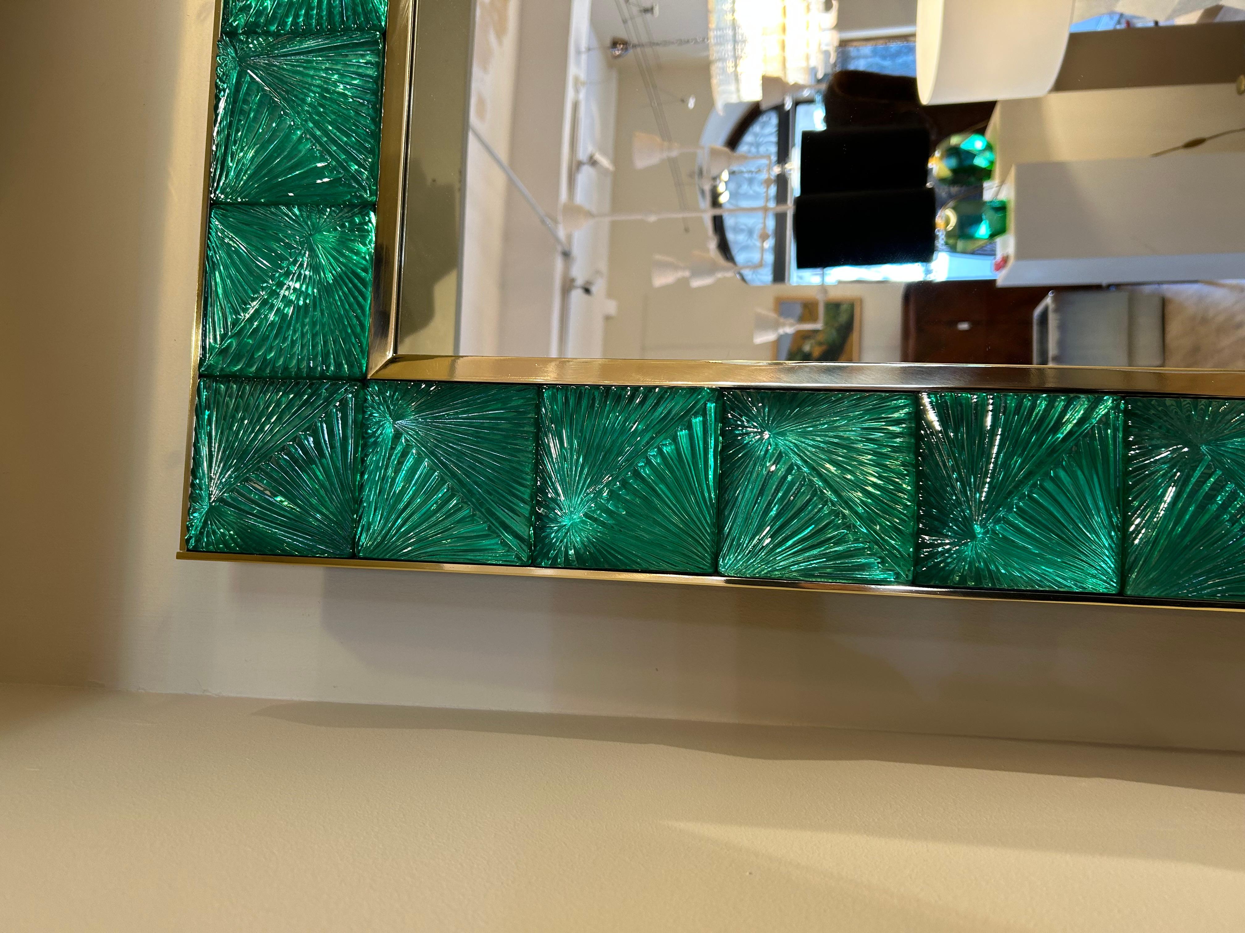 Miroir de Murano, vert émeraude, XXe siècle en vente 8
