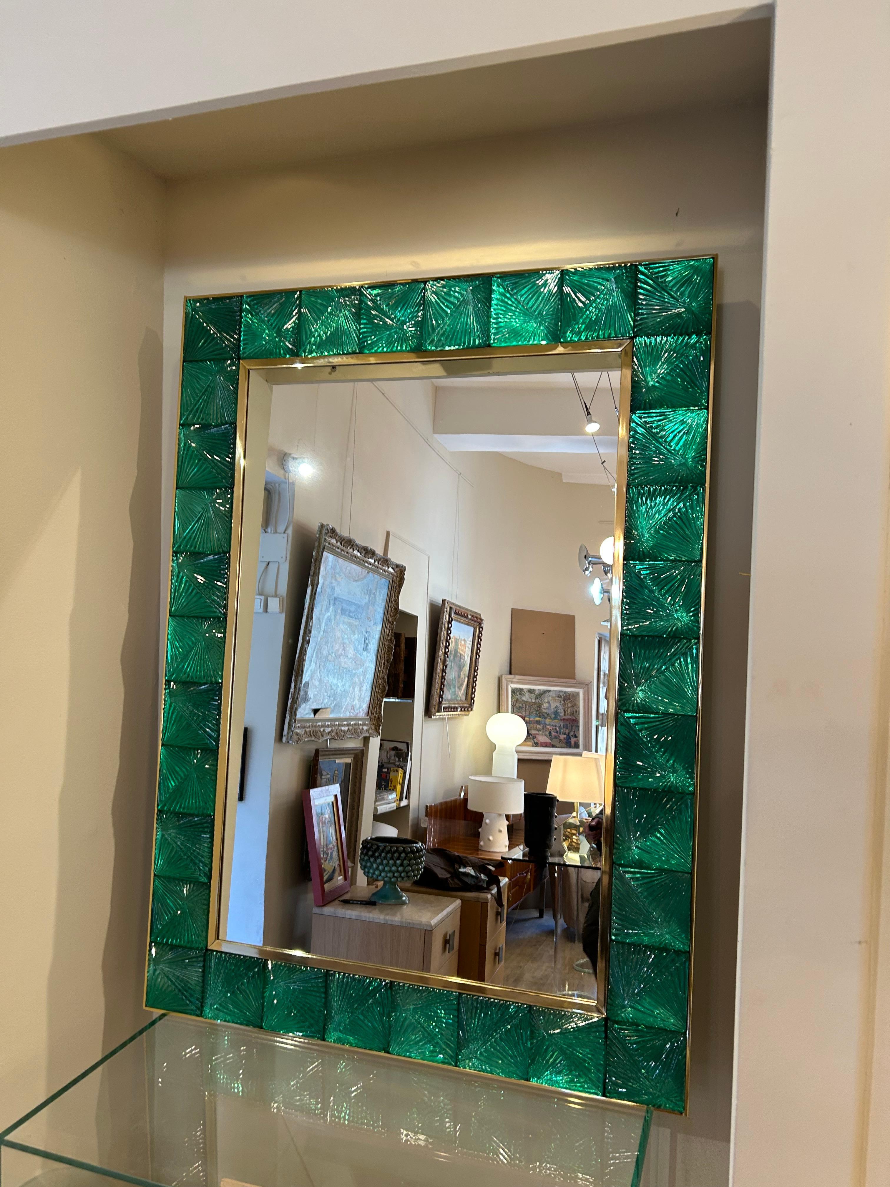 Mouvement esthétique Miroir de Murano, vert émeraude, XXe siècle en vente