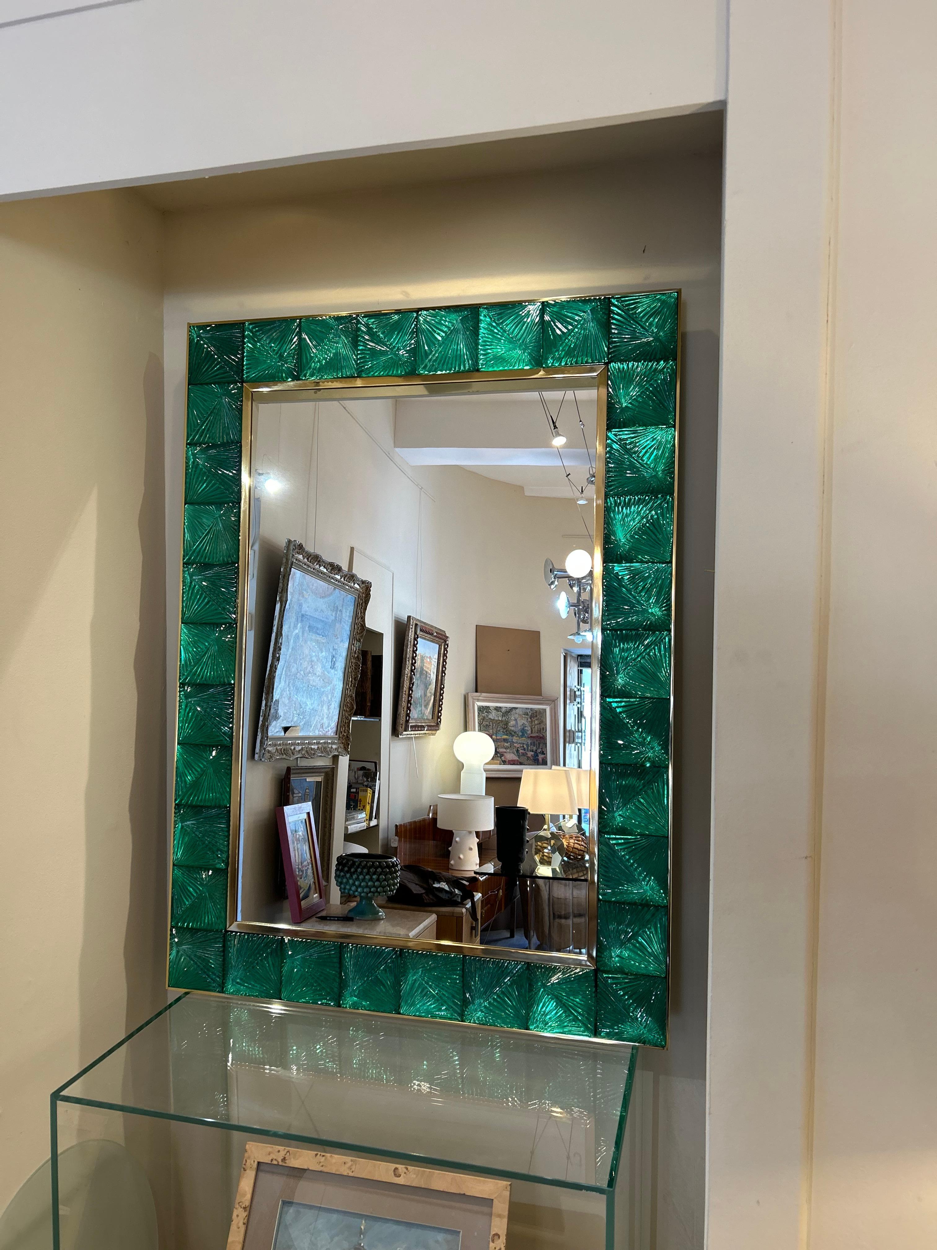 Appliqué Miroir de Murano, vert émeraude, XXe siècle en vente