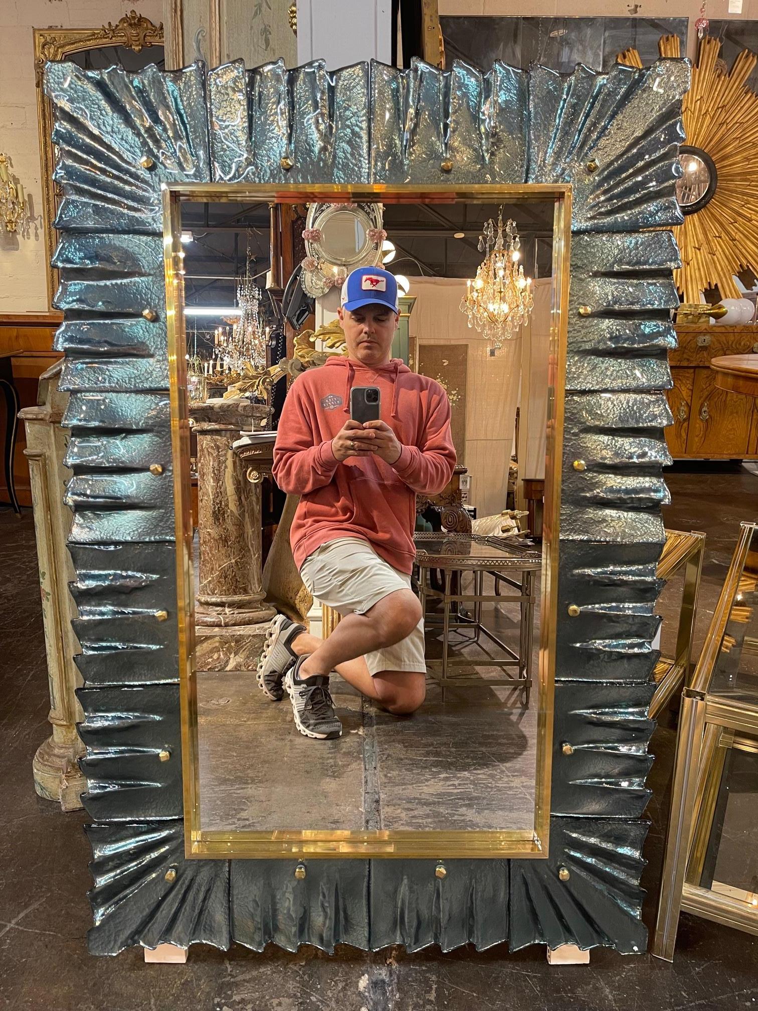 Murano Mirror in Fontana Green In Good Condition For Sale In Dallas, TX