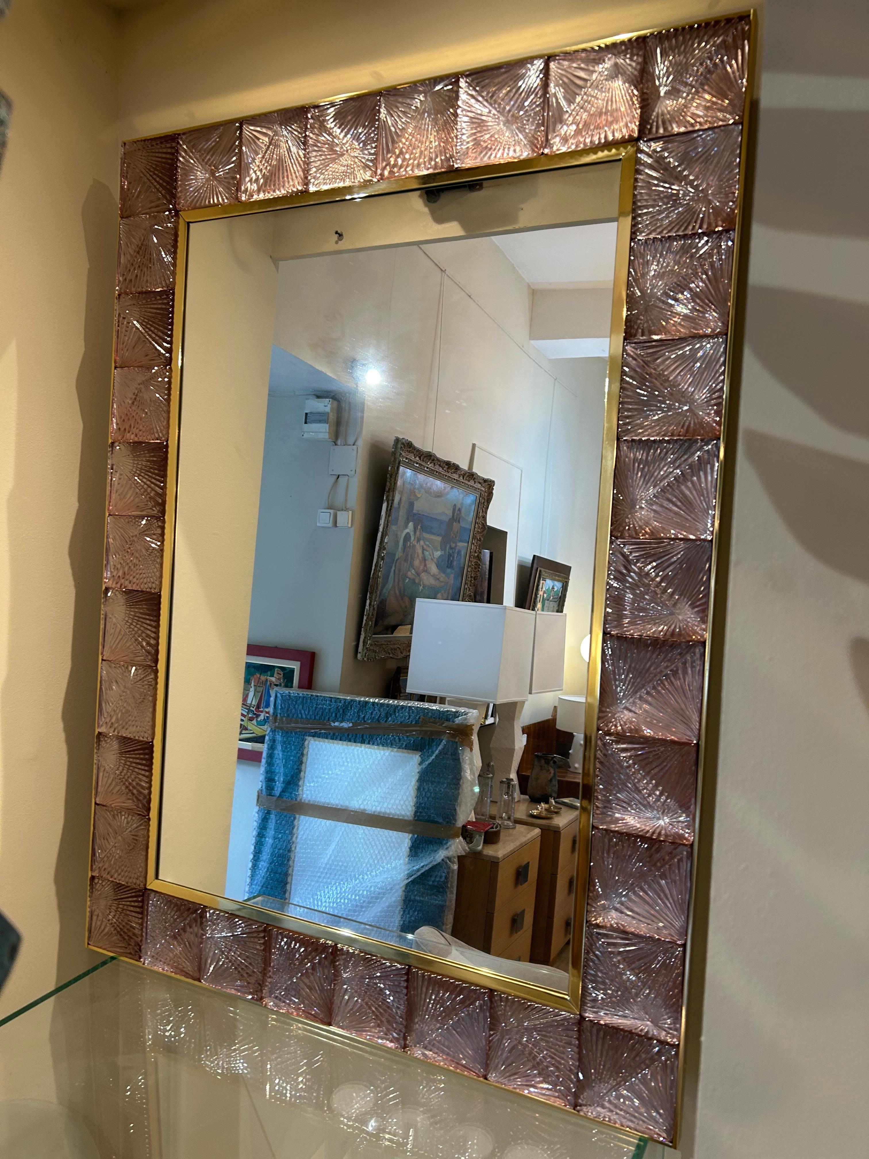 Murano Mirror, Modernist, Mauve For Sale 2