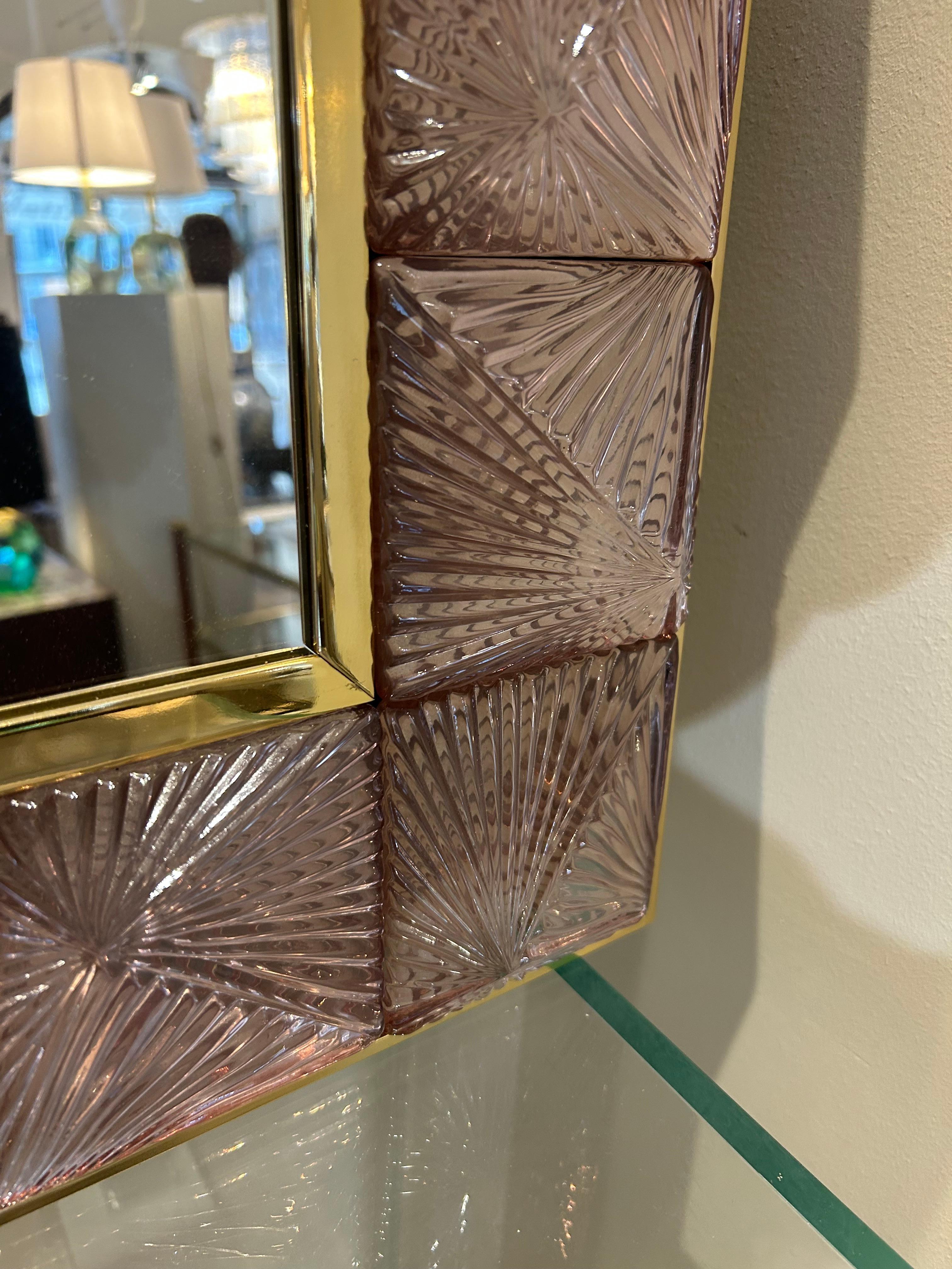Murano Mirror, Modernist, Mauve For Sale 3