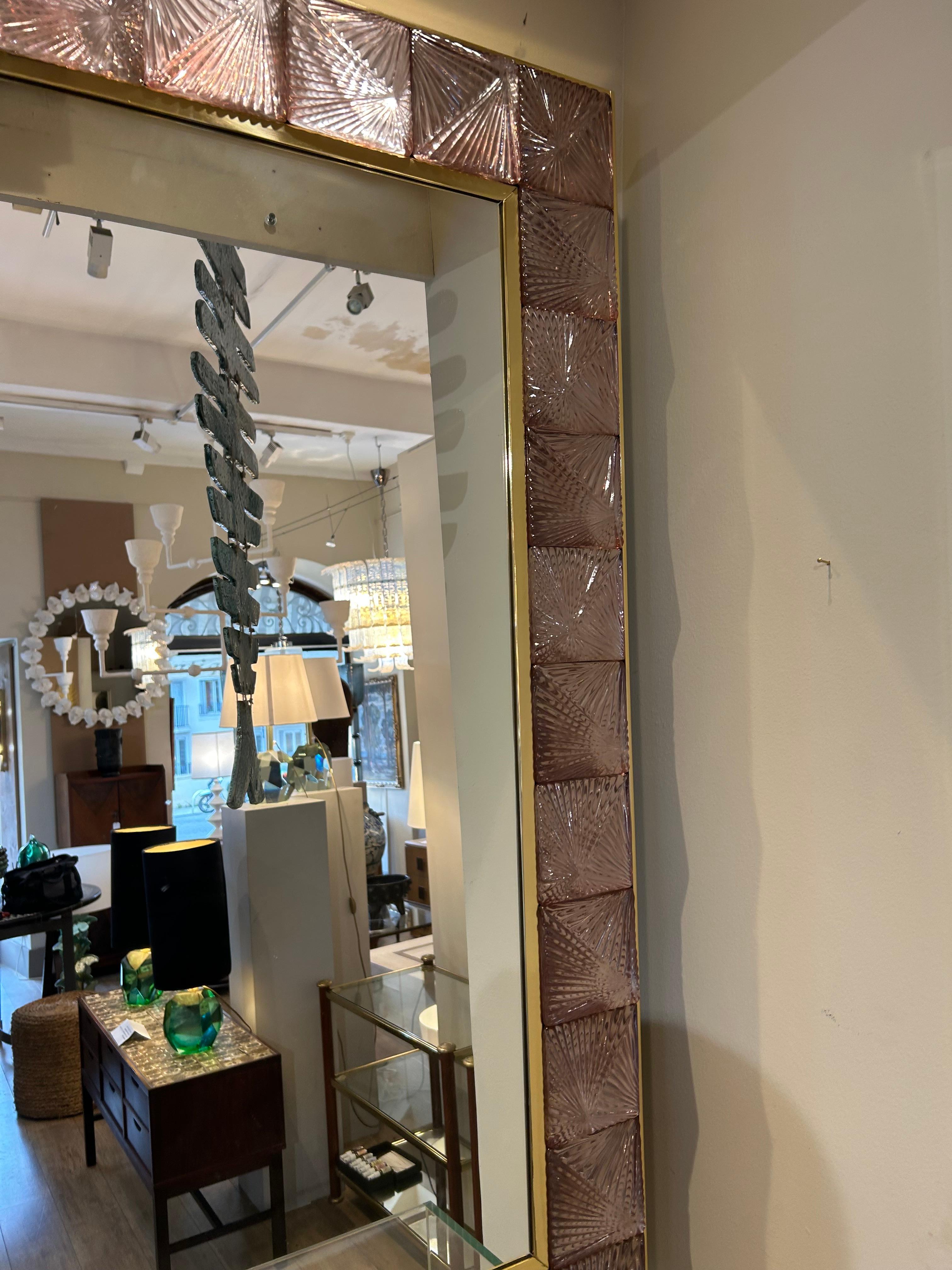 Murano Mirror, Modernist, Mauve For Sale 4