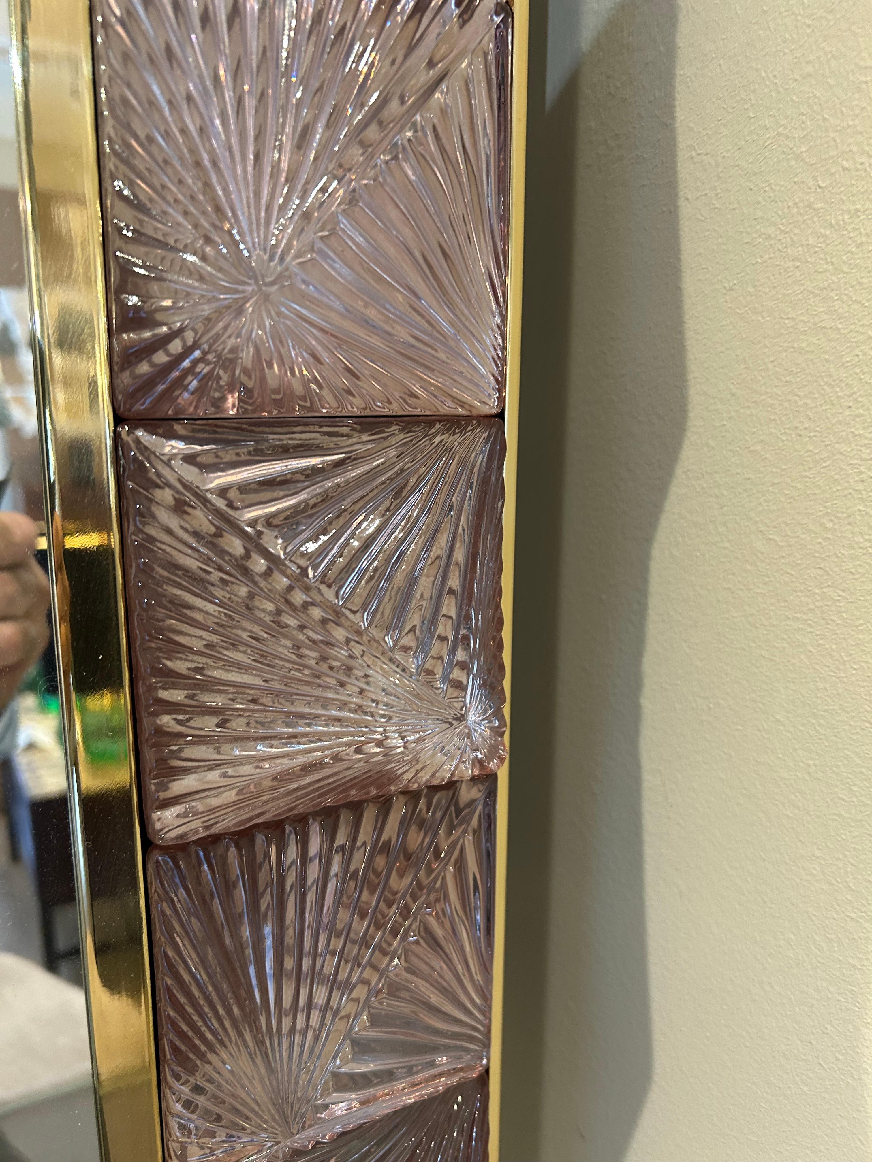 Italian Murano Mirror, Modernist, Mauve For Sale