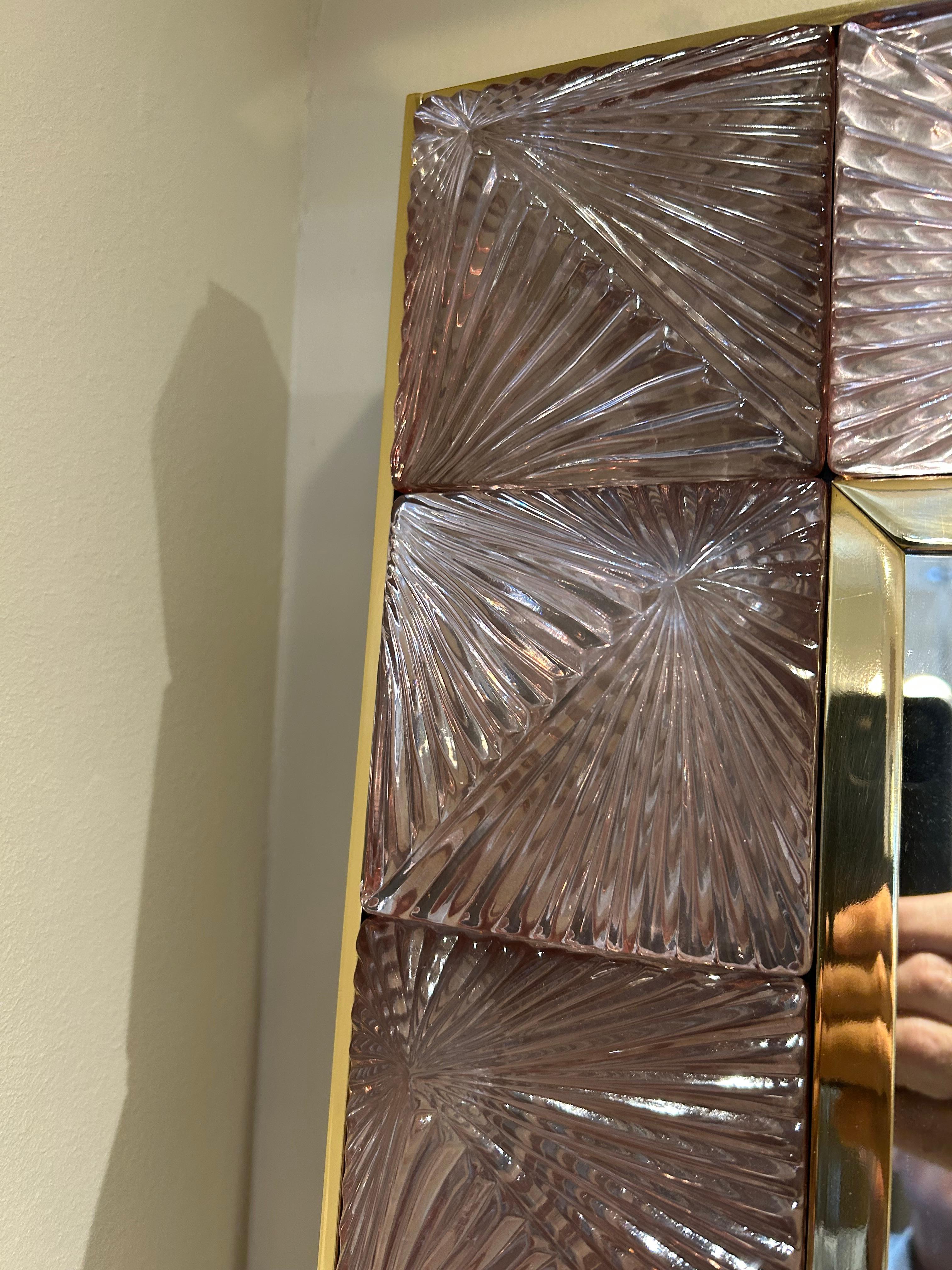 Contemporary Murano Mirror, Modernist, Mauve For Sale