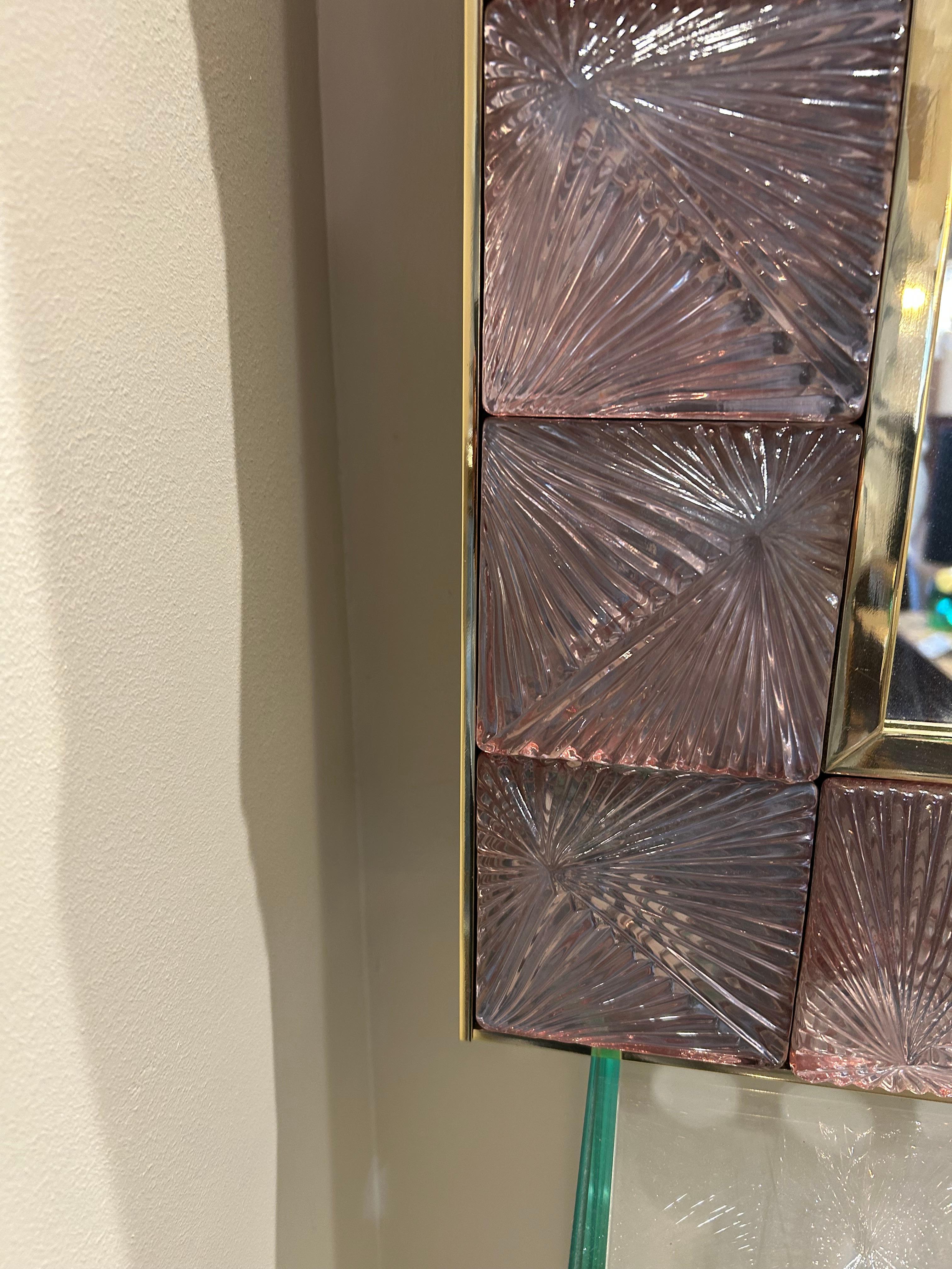 Murano Mirror, Modernist, Mauve For Sale 1