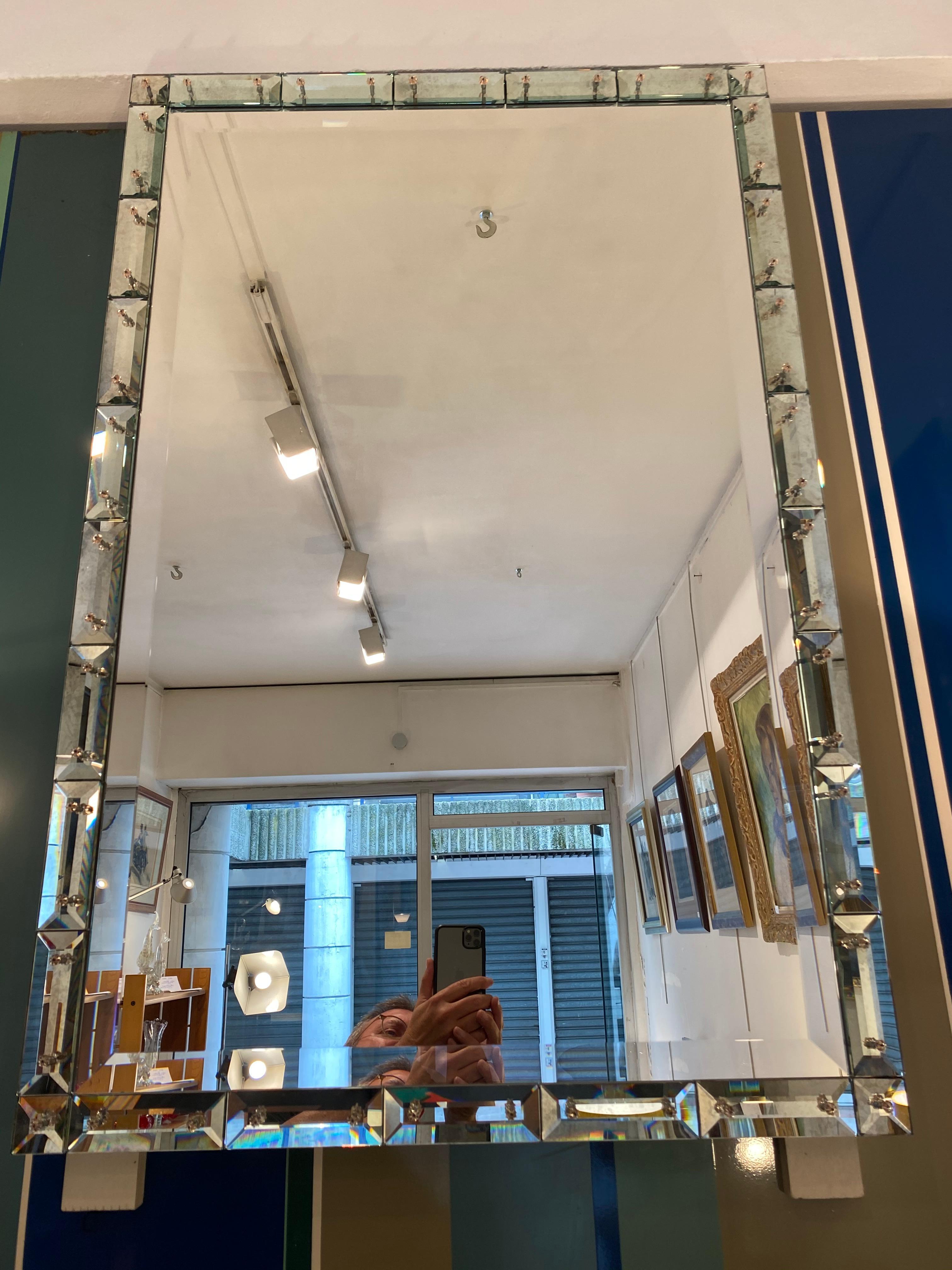 Italian Murano Mirror Murano on Wooden Frame