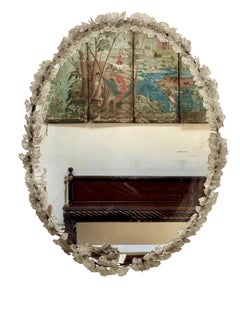 Murano Mirror rimmed with hand-blown flowers , c. 1950