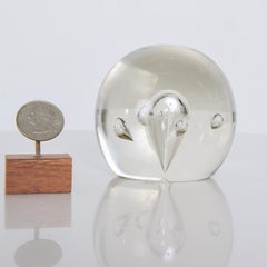 Murano Modern Transparent Paperweight Blown Art Glass Controlled Bubble Design