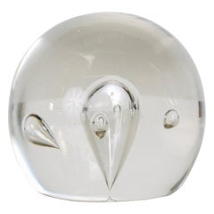 Murano Modern Transparent Paperweight Blown Art Glass Controlled Bubble Design