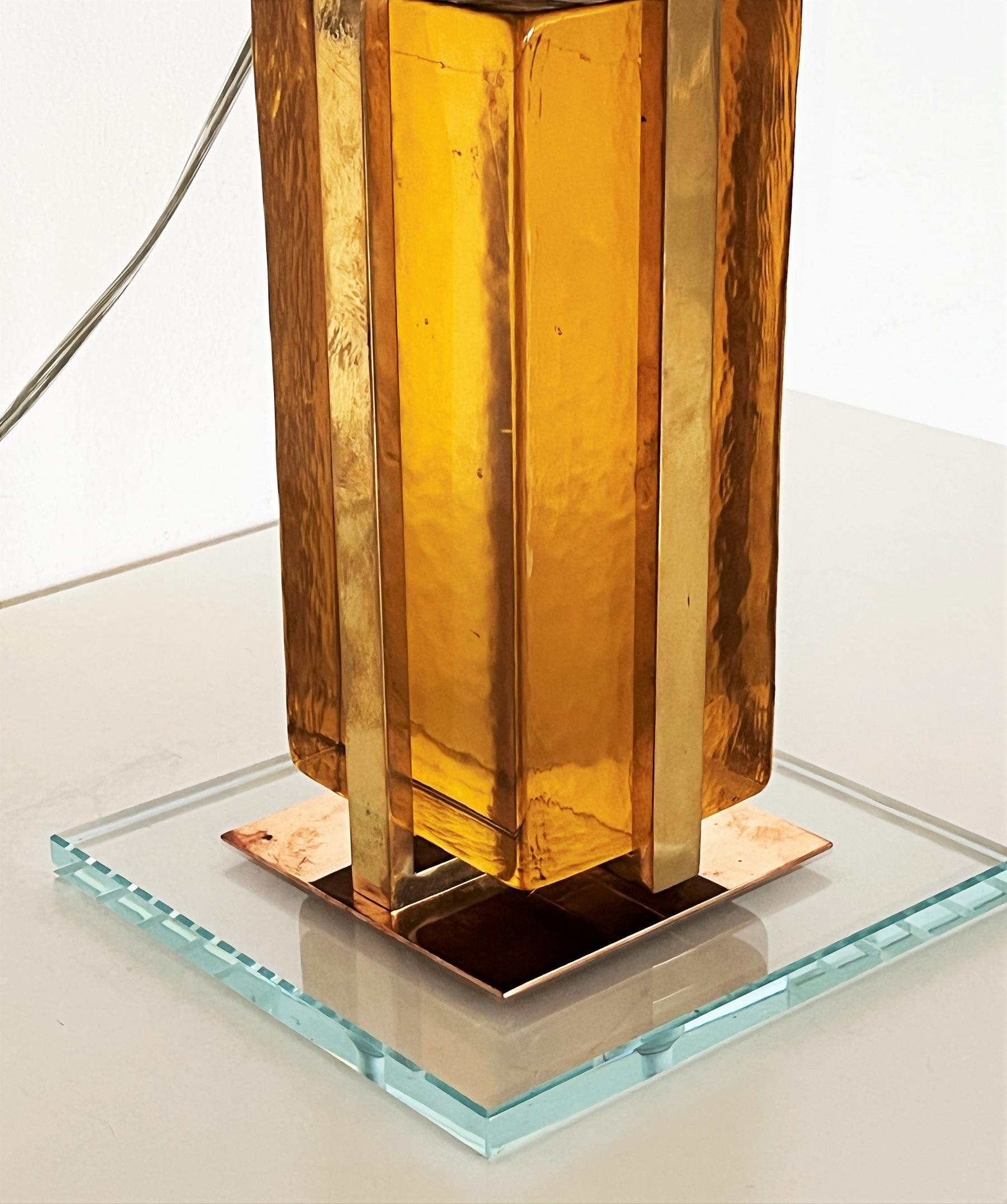 glass block table lamp