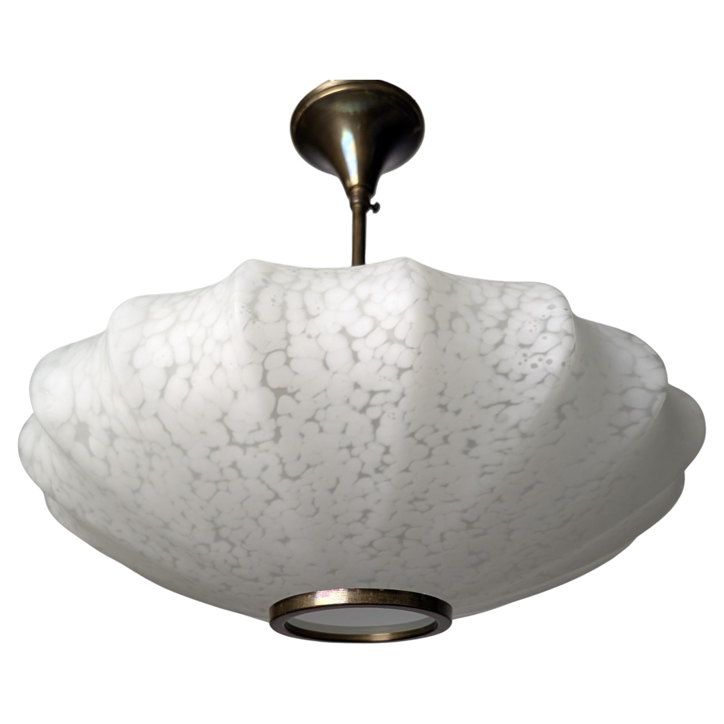 Murano Mottled Glass Ceiling Lamp, Italy, 1960s