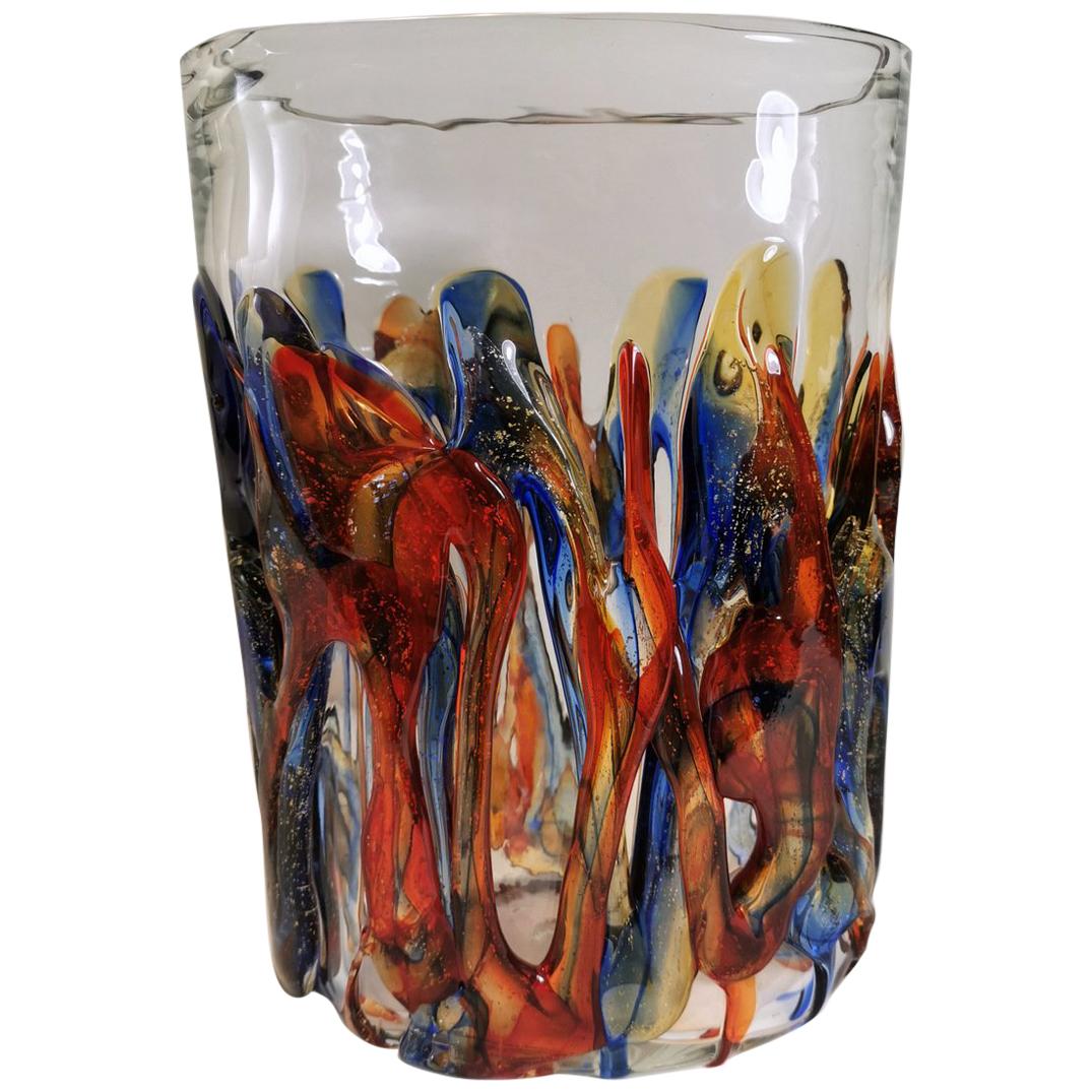 21th Century Murano Multi-Color Glass Vase