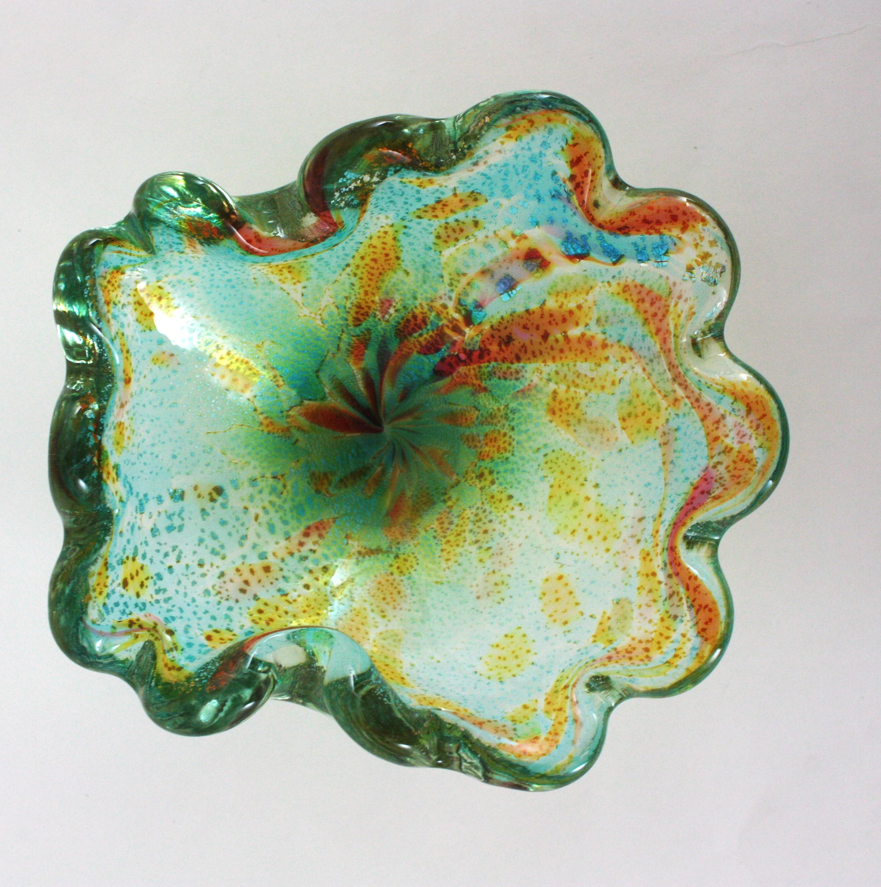 Schale aus Murano-Muschelglas mit mehrfarbigen Silberflecken, Dino Martens, Italien 1950er Jahre im Angebot 4